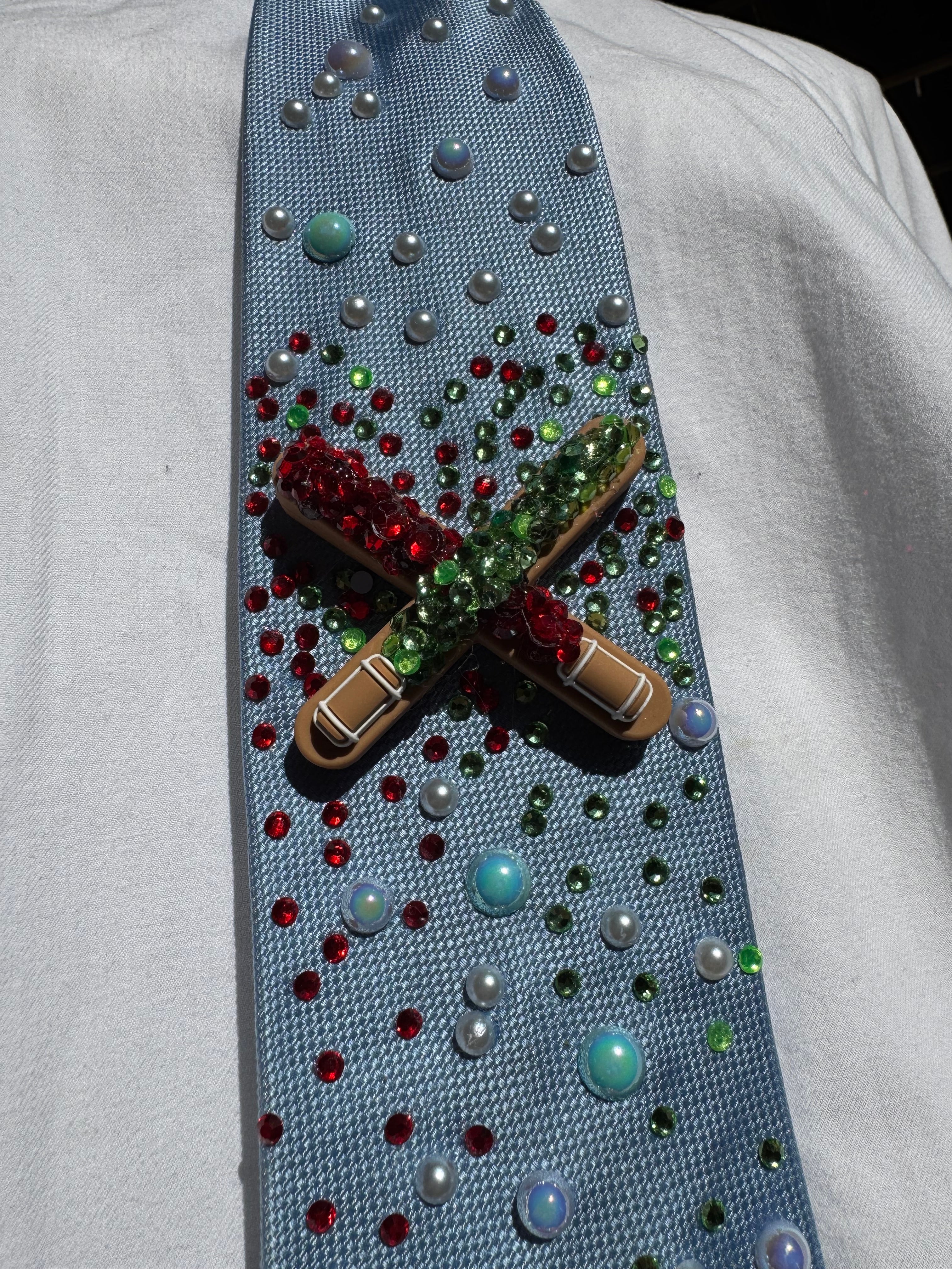 Light Blue Chewbacca Under Christmas Lightsabers Star Wars Tie