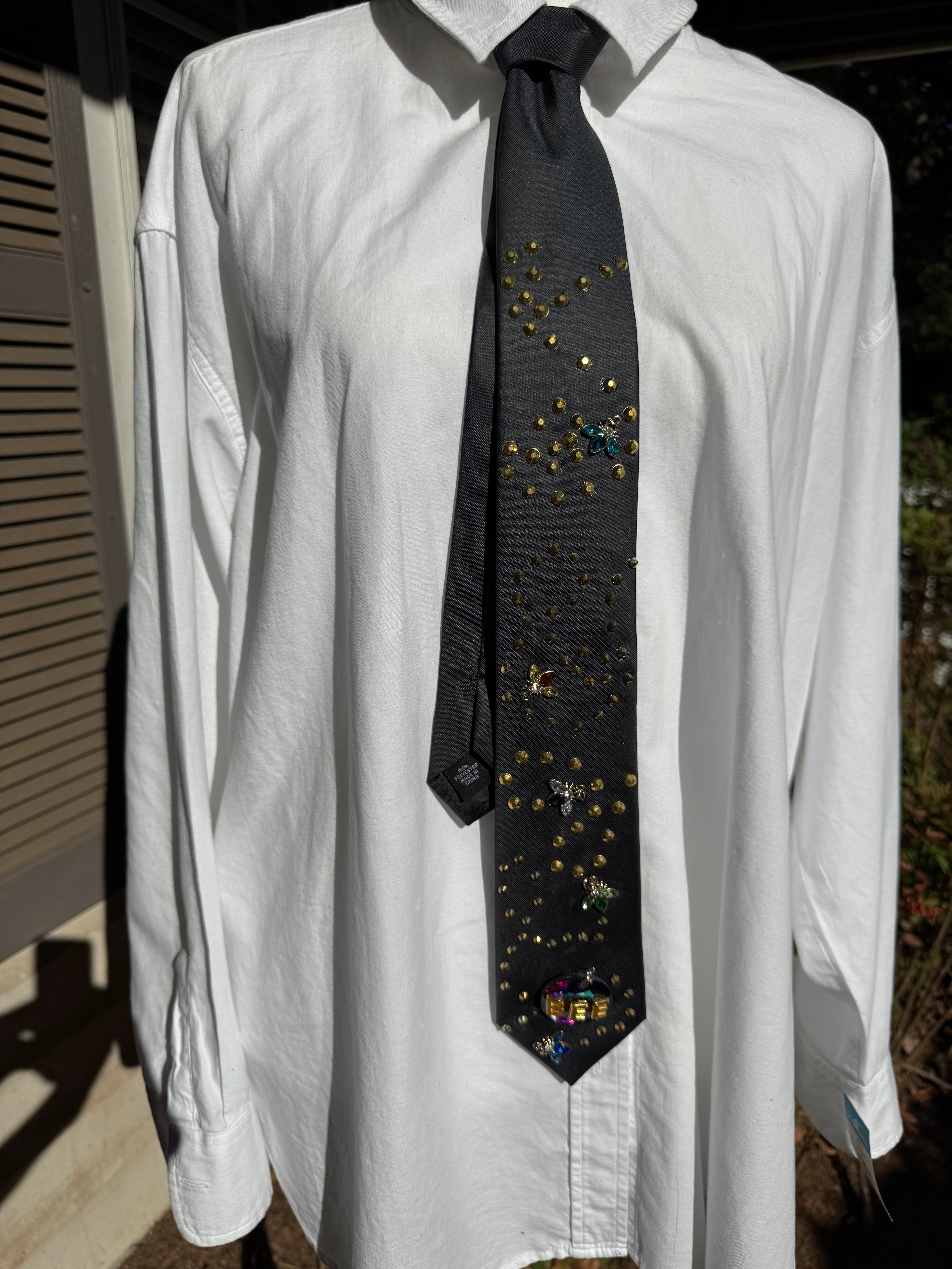 Black Flying Bumblee Bees Spelling Bee Royalty Tie