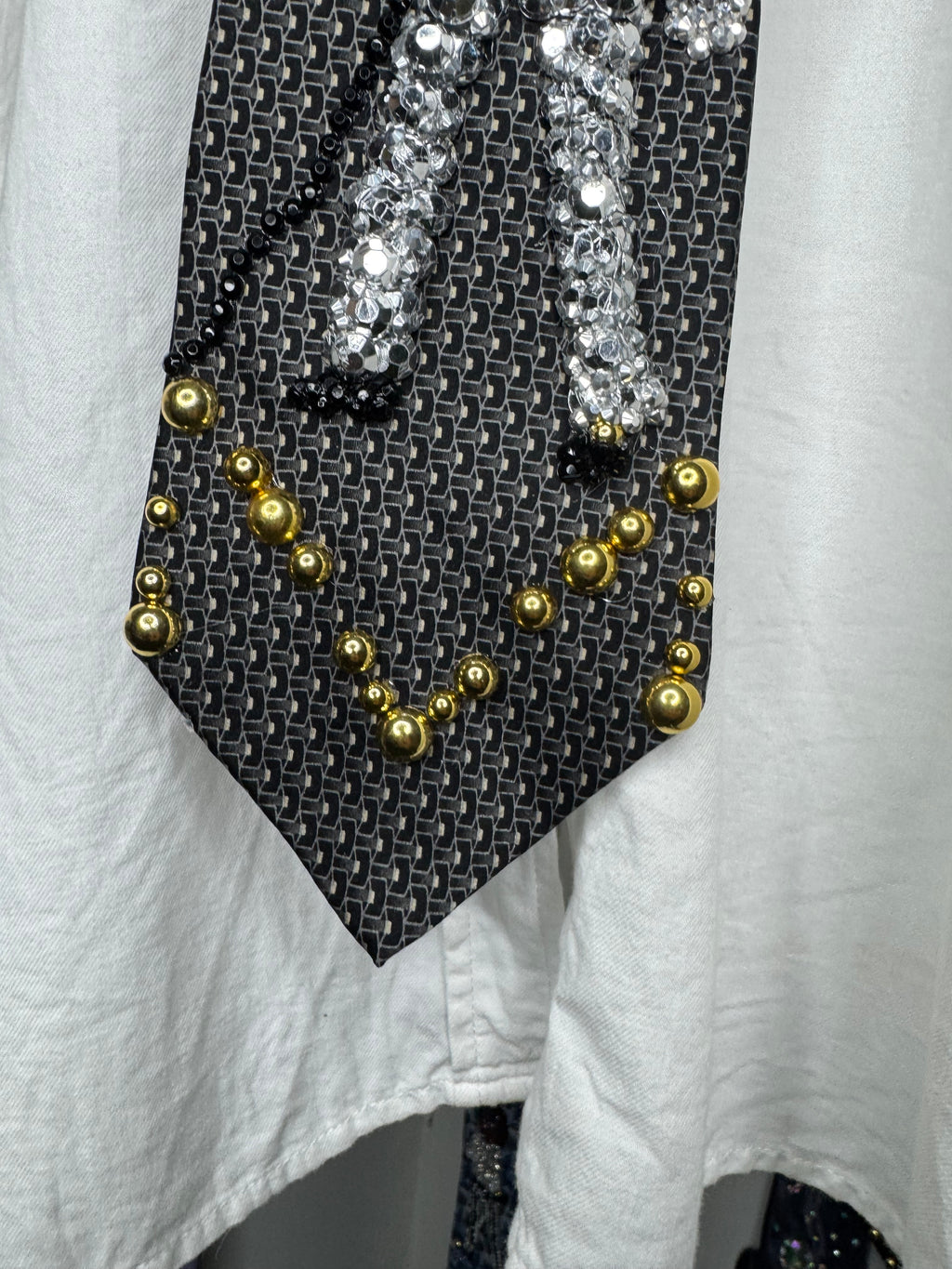 Dark Grey Teen Michael Jackson Singing on Tv in Al Silver Outfit Black Polo Sept 7th 1975 Tie