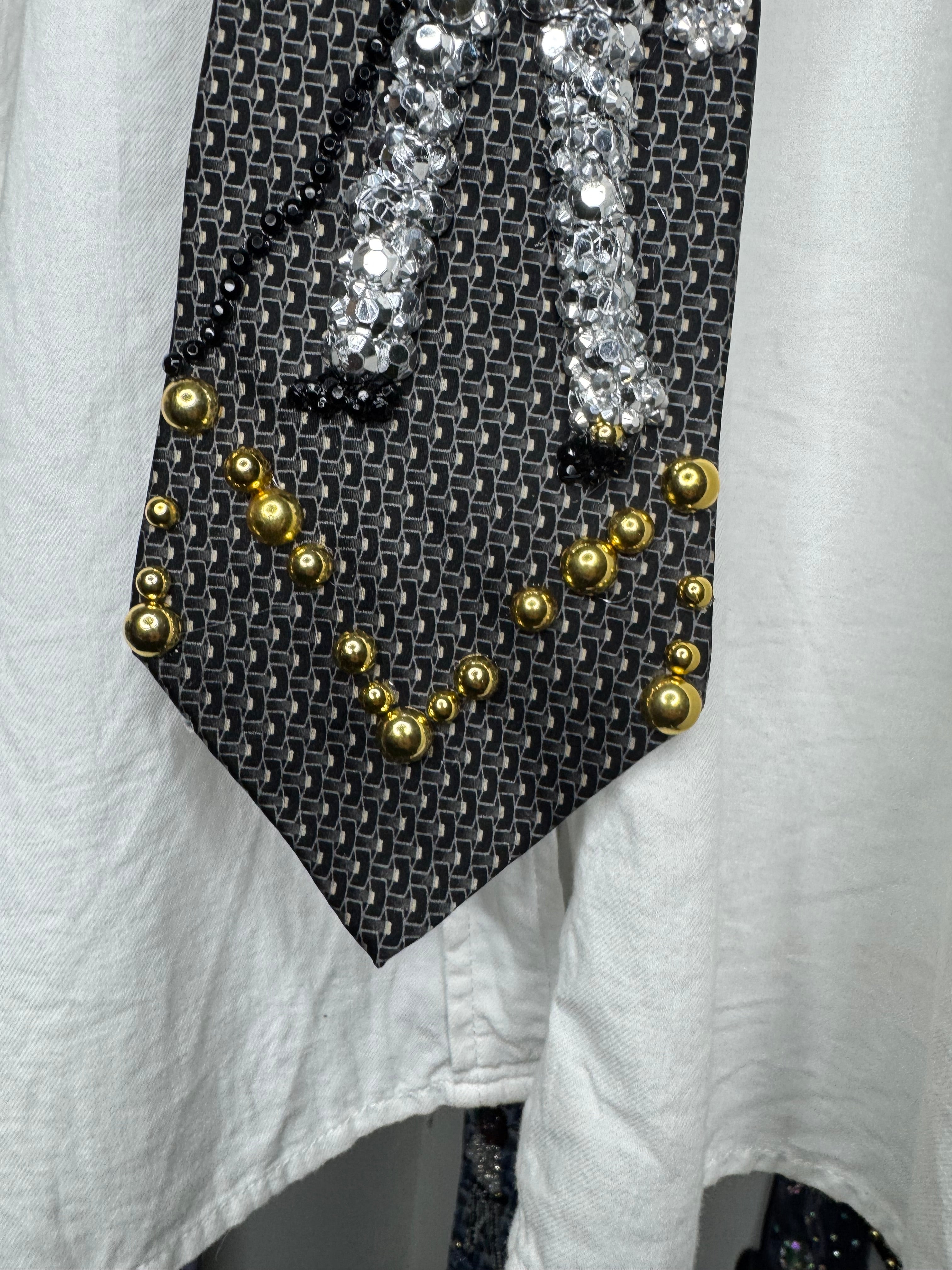 Dark Grey Teen Michael Jackson Singing on Tv in Al Silver Outfit Black Polo Sept 7th 1975 Tie