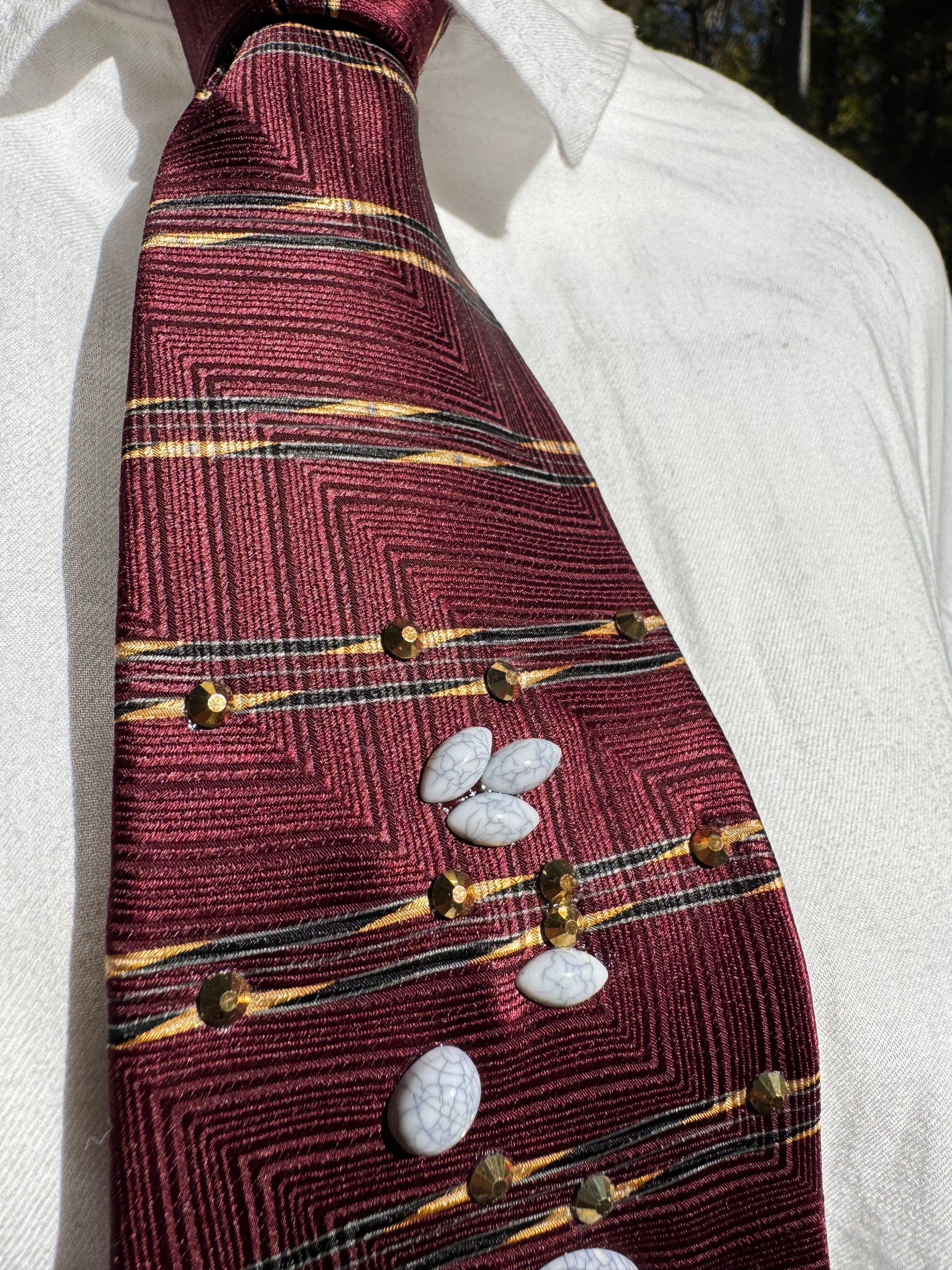 Burgundy Longhorn Aztec Western Royalty Tie