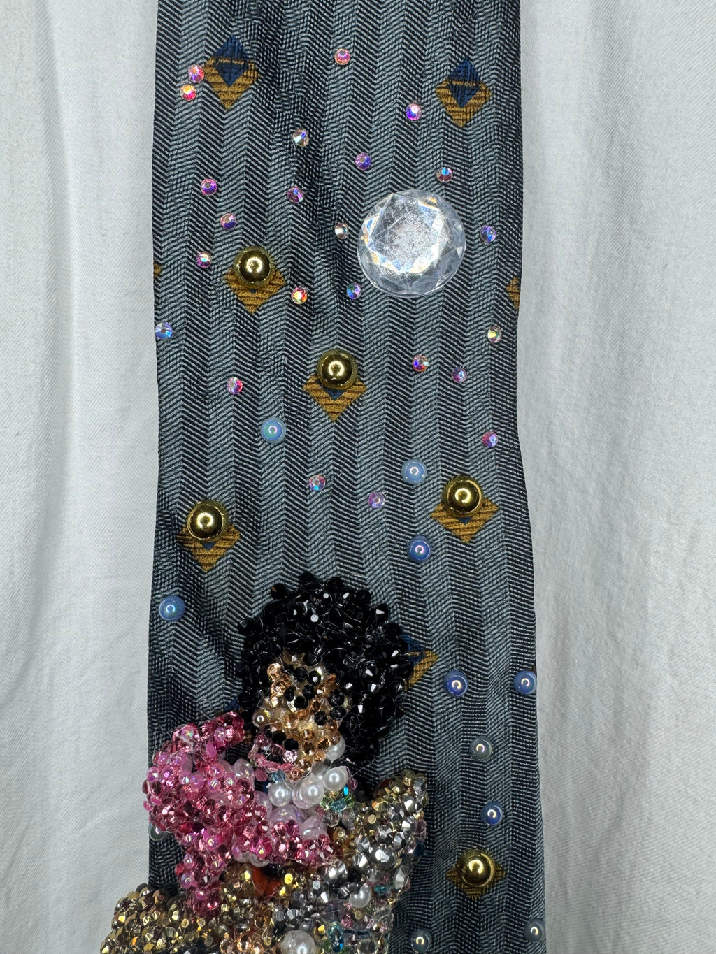 Cyan Blue Prince In Colorful Spotted Outfit with Pink Scarf Rocking Out Performing Tie