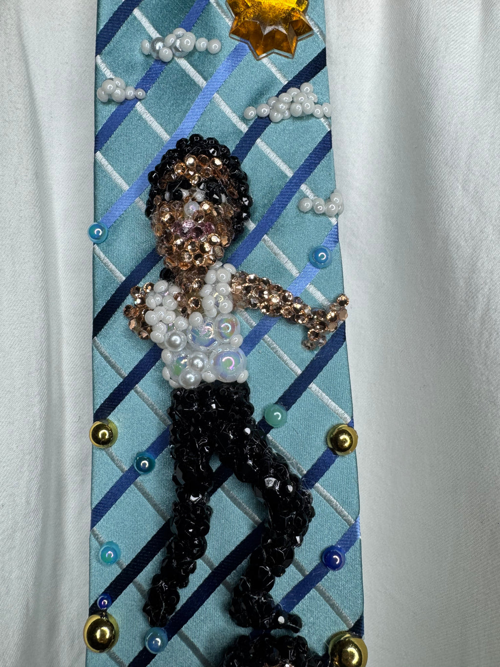 Light Blue Striped Michael Jackson Double Dance Scene From In the Closet Music Video Tie