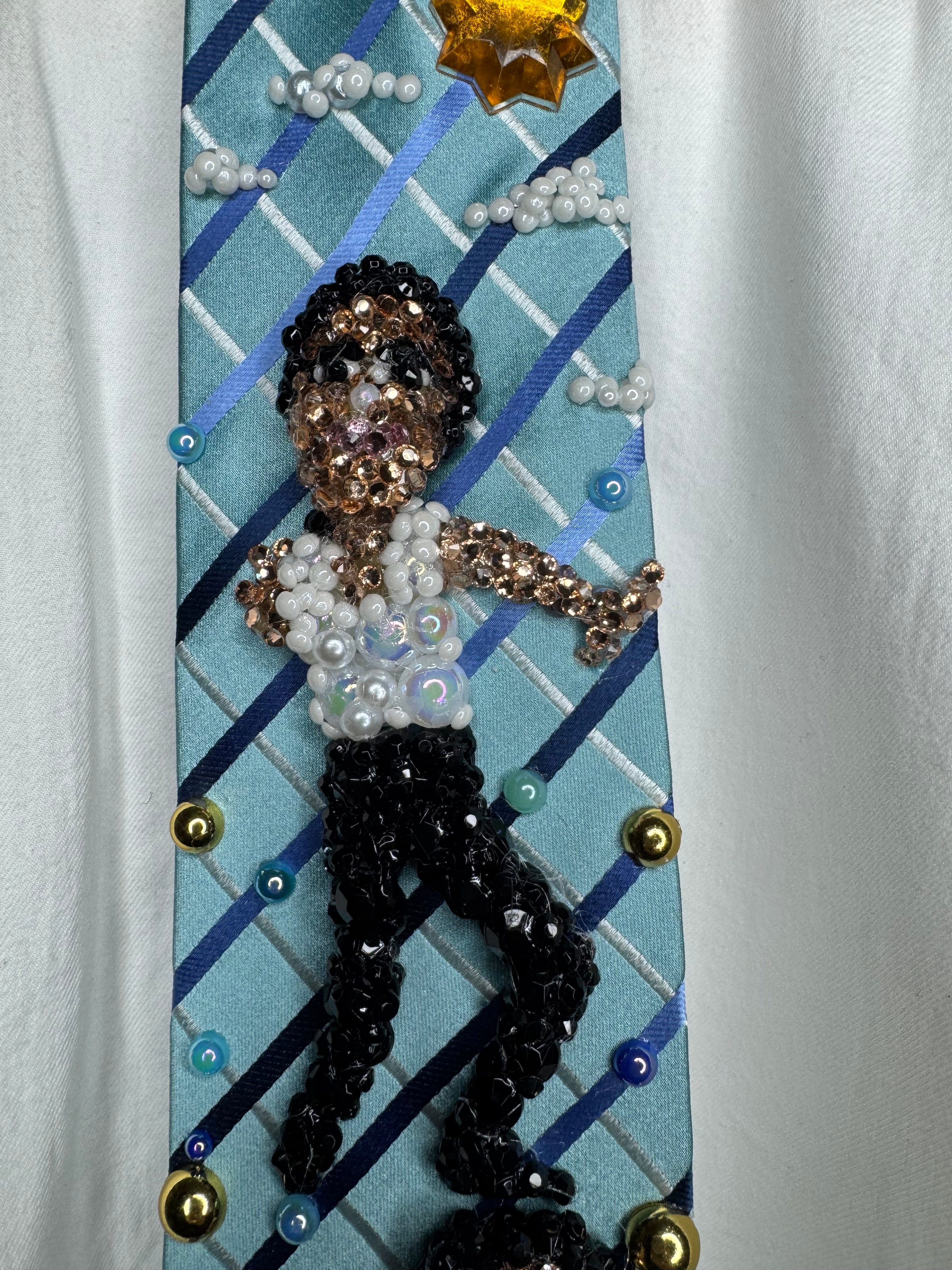 Light Blue Striped Michael Jackson Double Dance Scene From In the Closet Music Video Tie