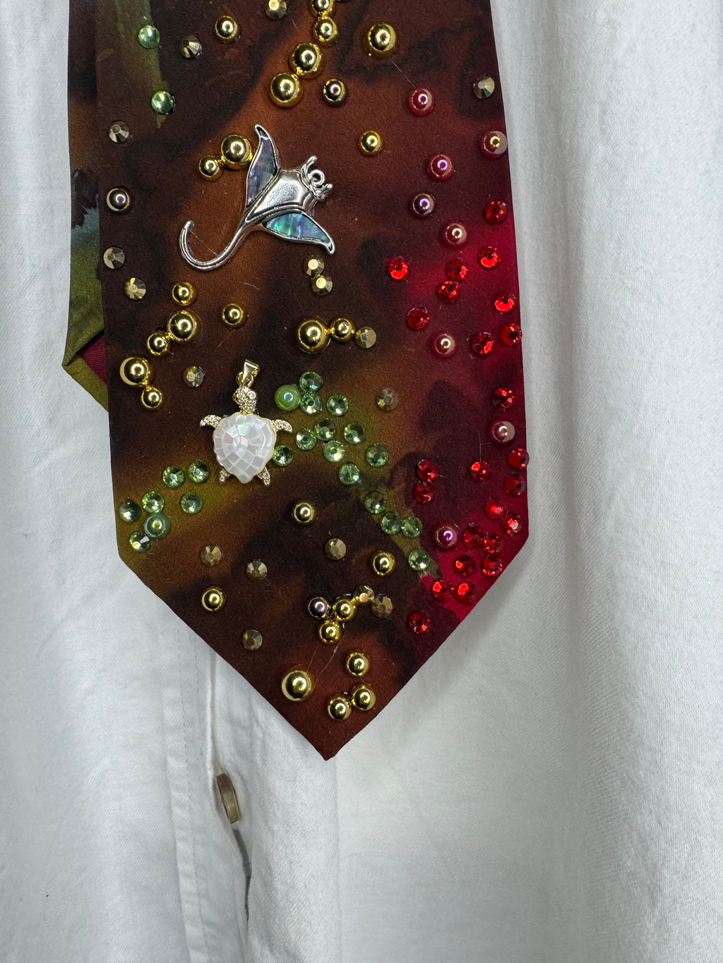 Tropical Marbled Ocean Floor and Tropics Nature Royalty Tie