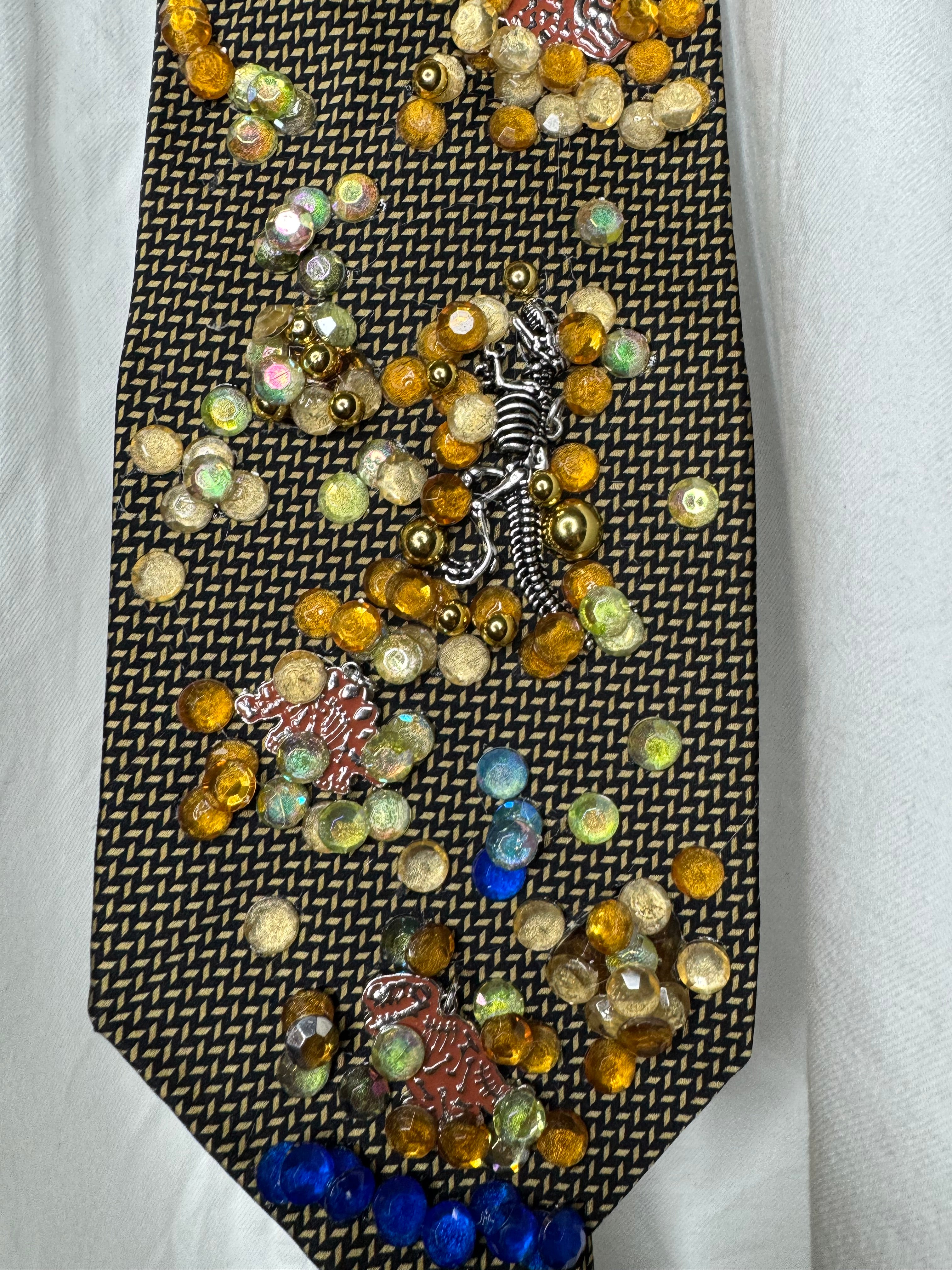 Gold Ancient Dinosaur Fossils Exploration Tie