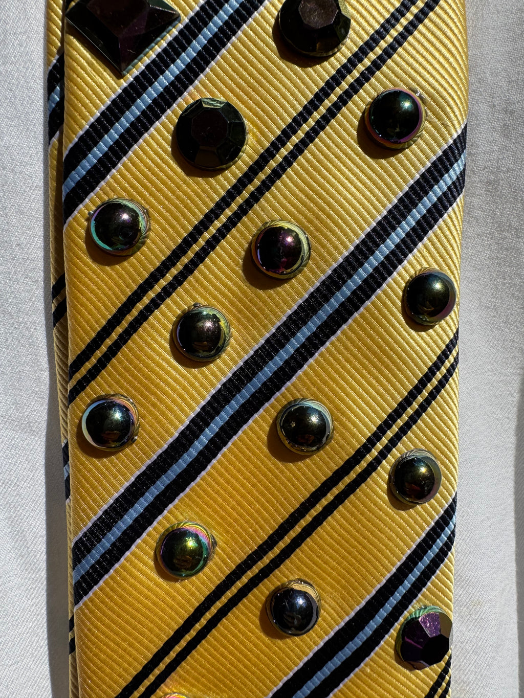 Yellow Striped Aztec Dark Iridescent Royalty Tie