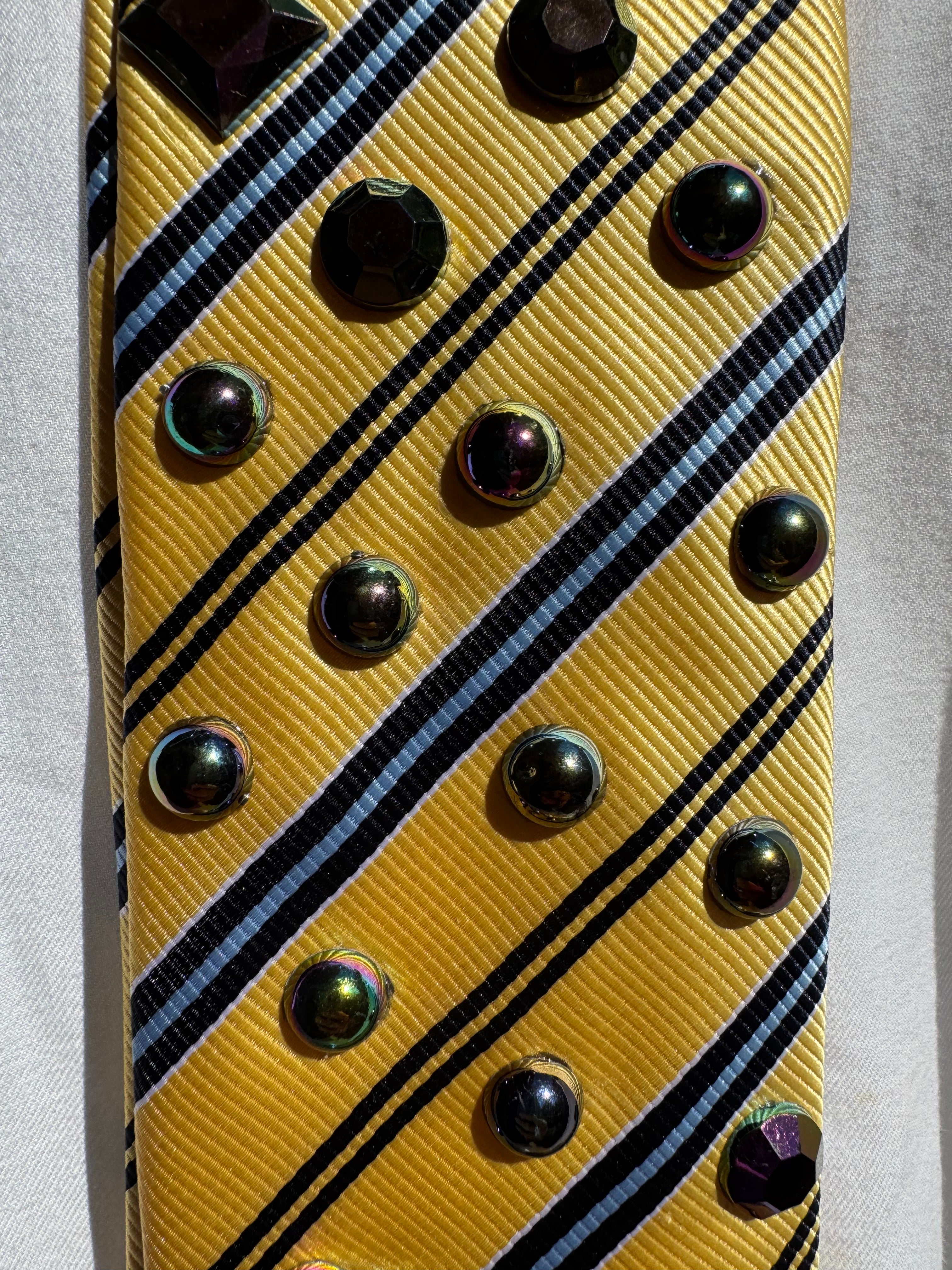 Yellow Striped Aztec Dark Iridescent Royalty Tie
