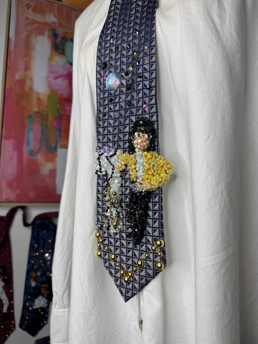Purple Michael Jackson Yellow Polo Librarian Girl Single Cover Tie