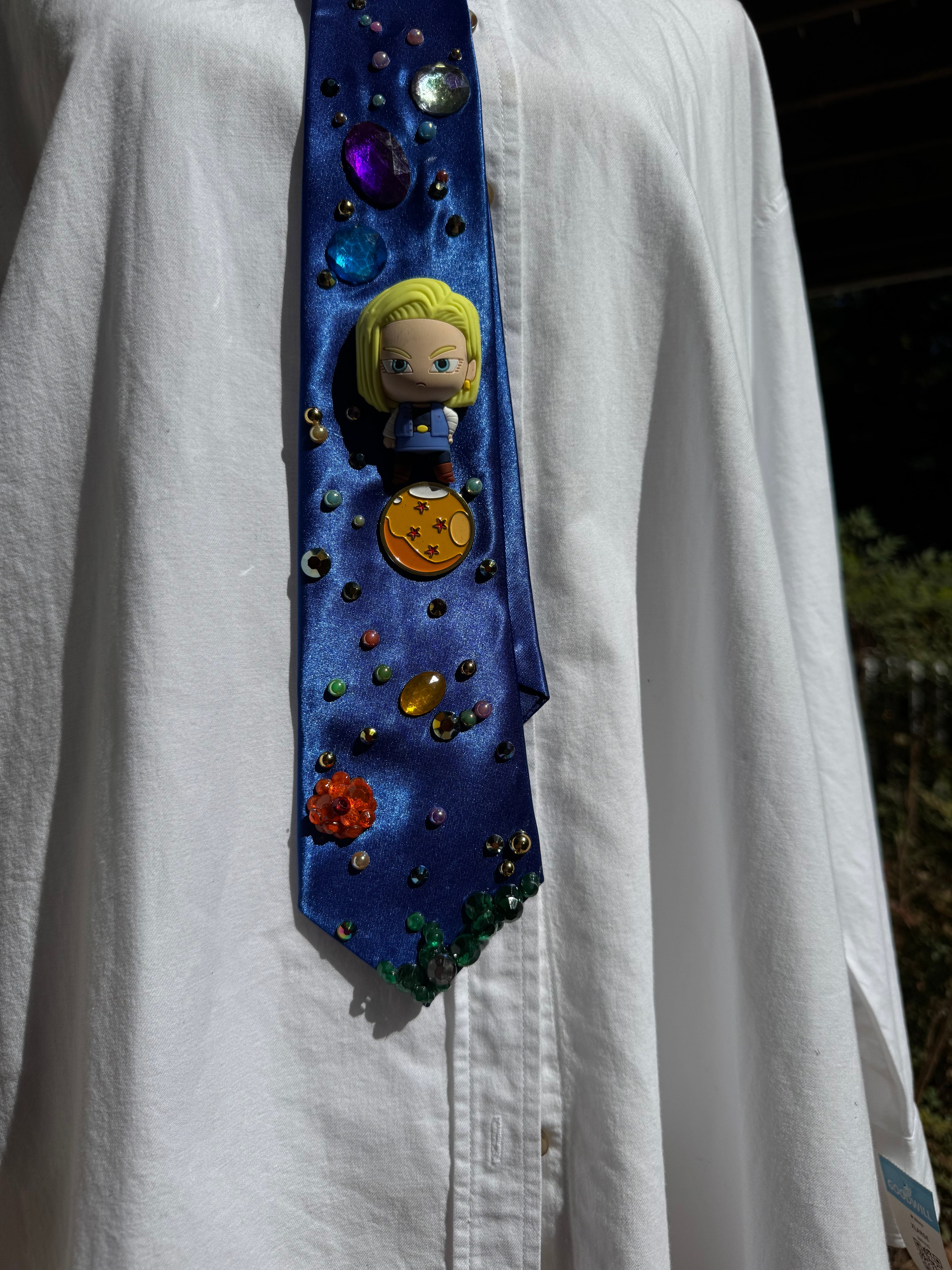 Blue Silk Android 18 Aura Farming on Dragon Ball DBZ Tie