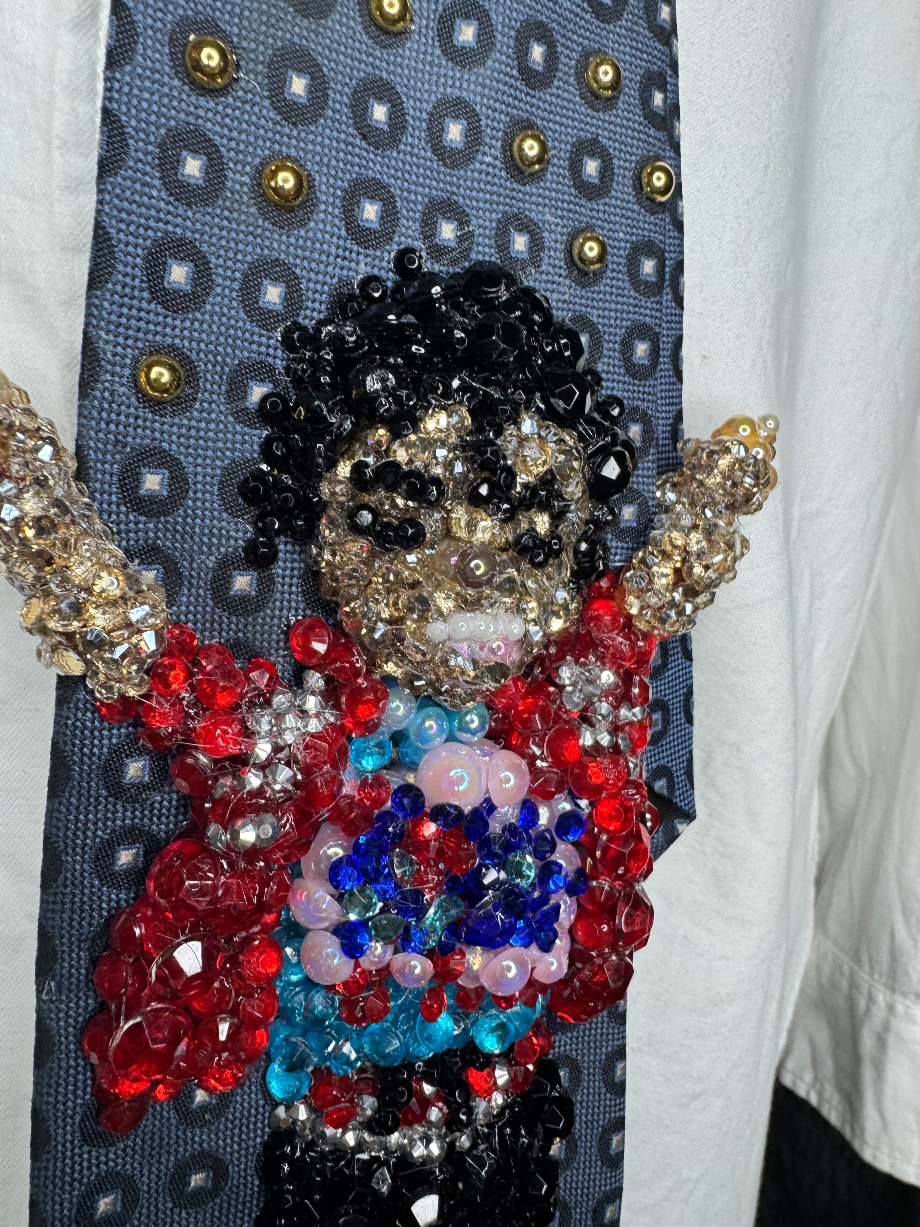 Navy Blue Michael Jackson Arm Swing in the Air Move For Beat It Music Video Tie