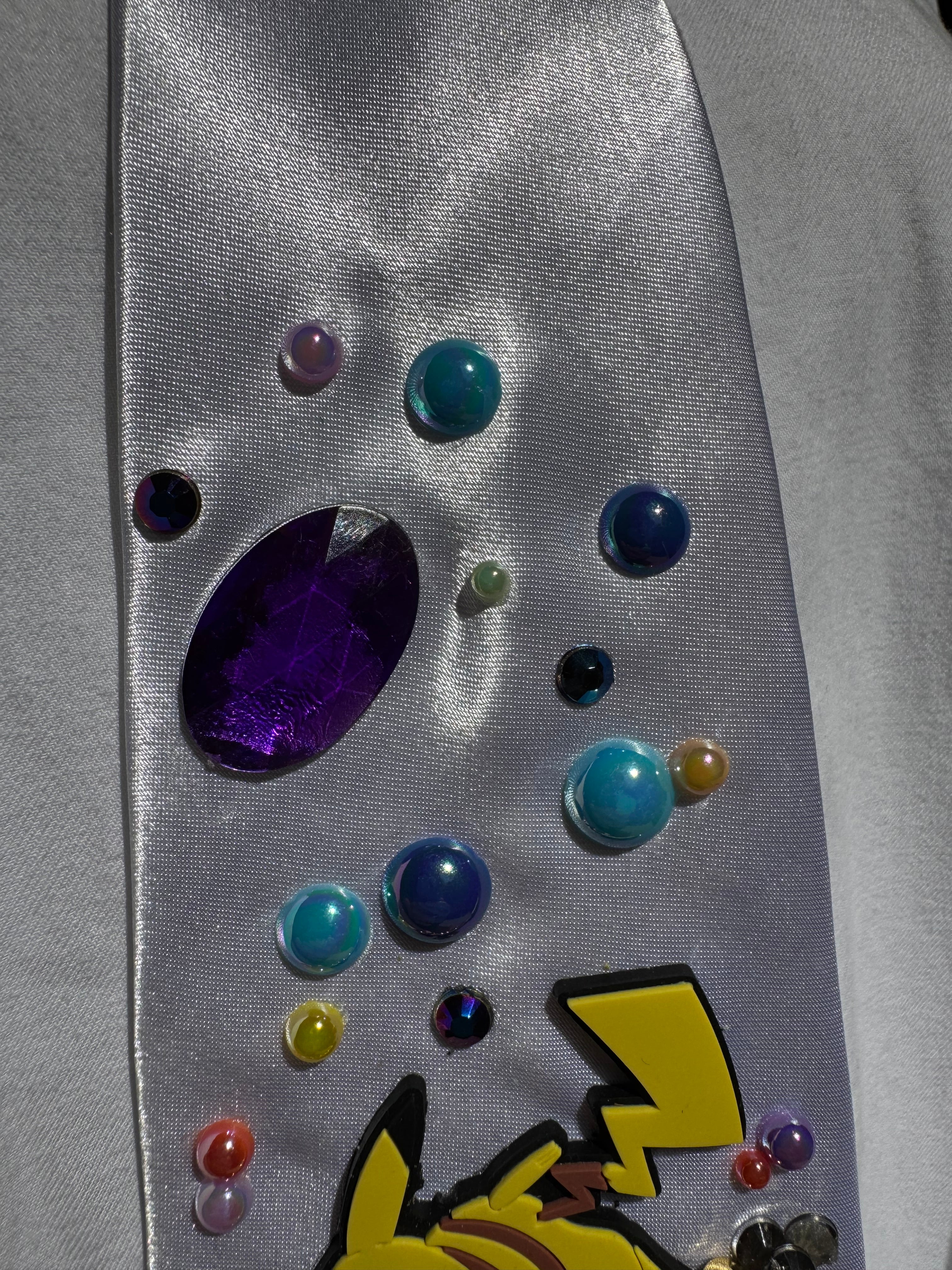 White Silk Pikachu and Pachirshu Playing on Pearl Clouds Pokemon Anime Tie