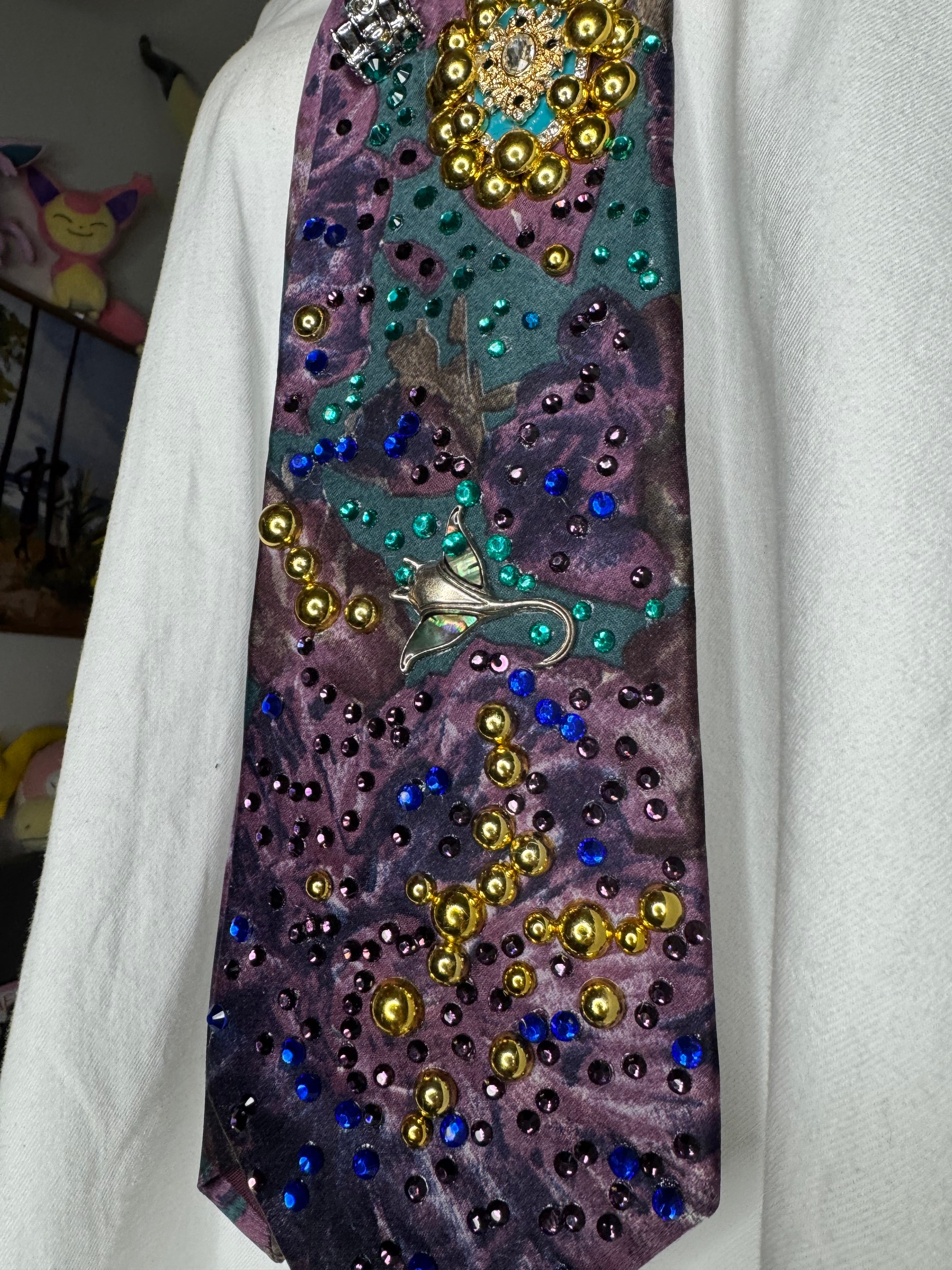 Marbled Indigo And Turquoise Ocean Floor Tropical Treasure Box Royalty Tie