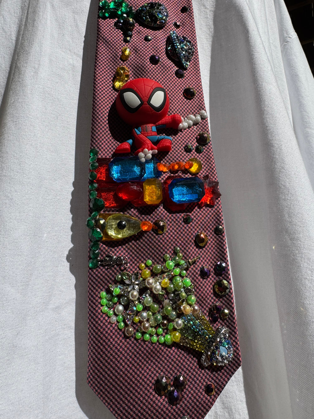 Red Spiderman Saving Paris France From Martian Invasion Spiderman Tie