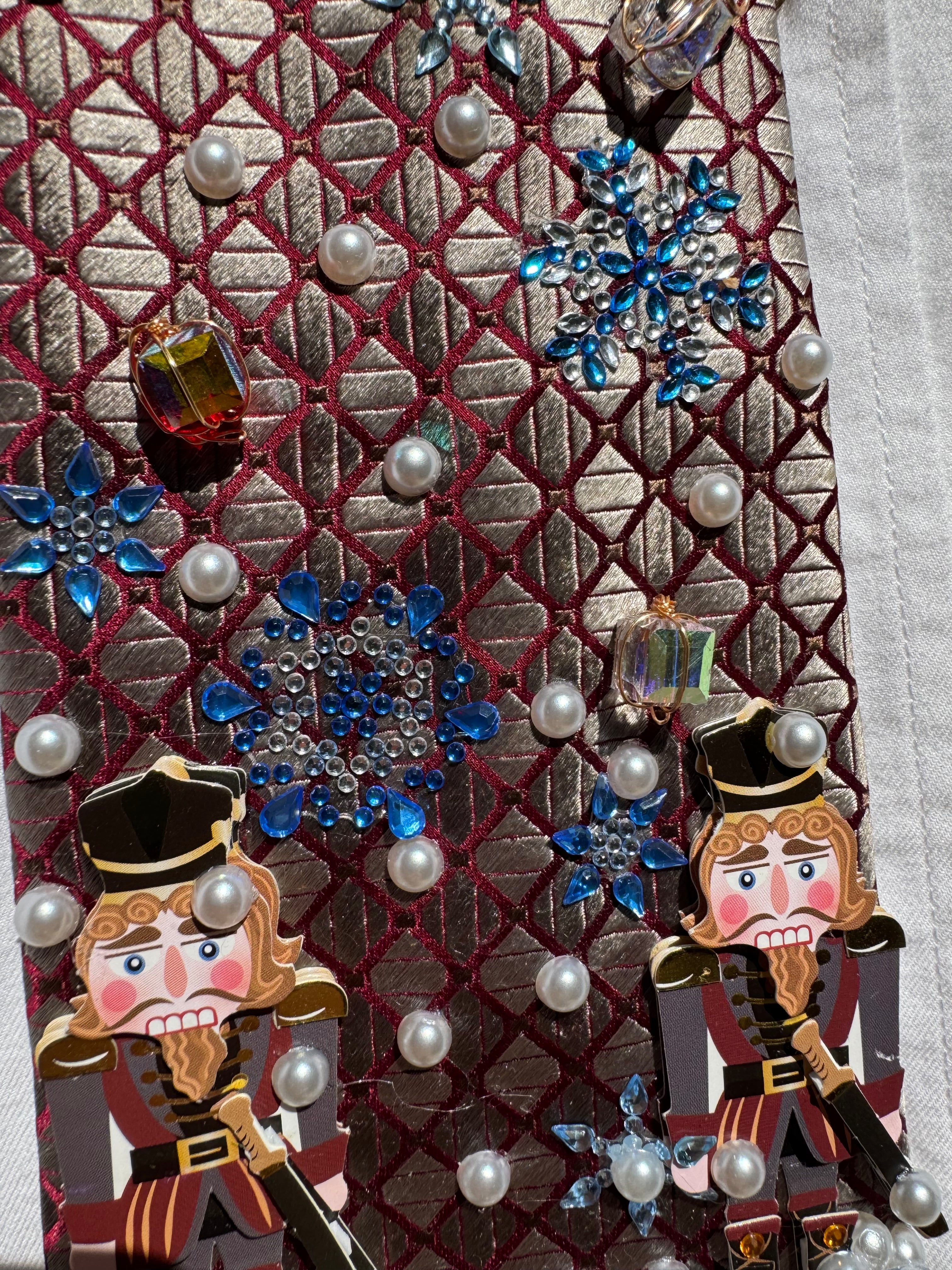 Grey and Red Nutcracker Gaurds In Winterland Christmas Tie