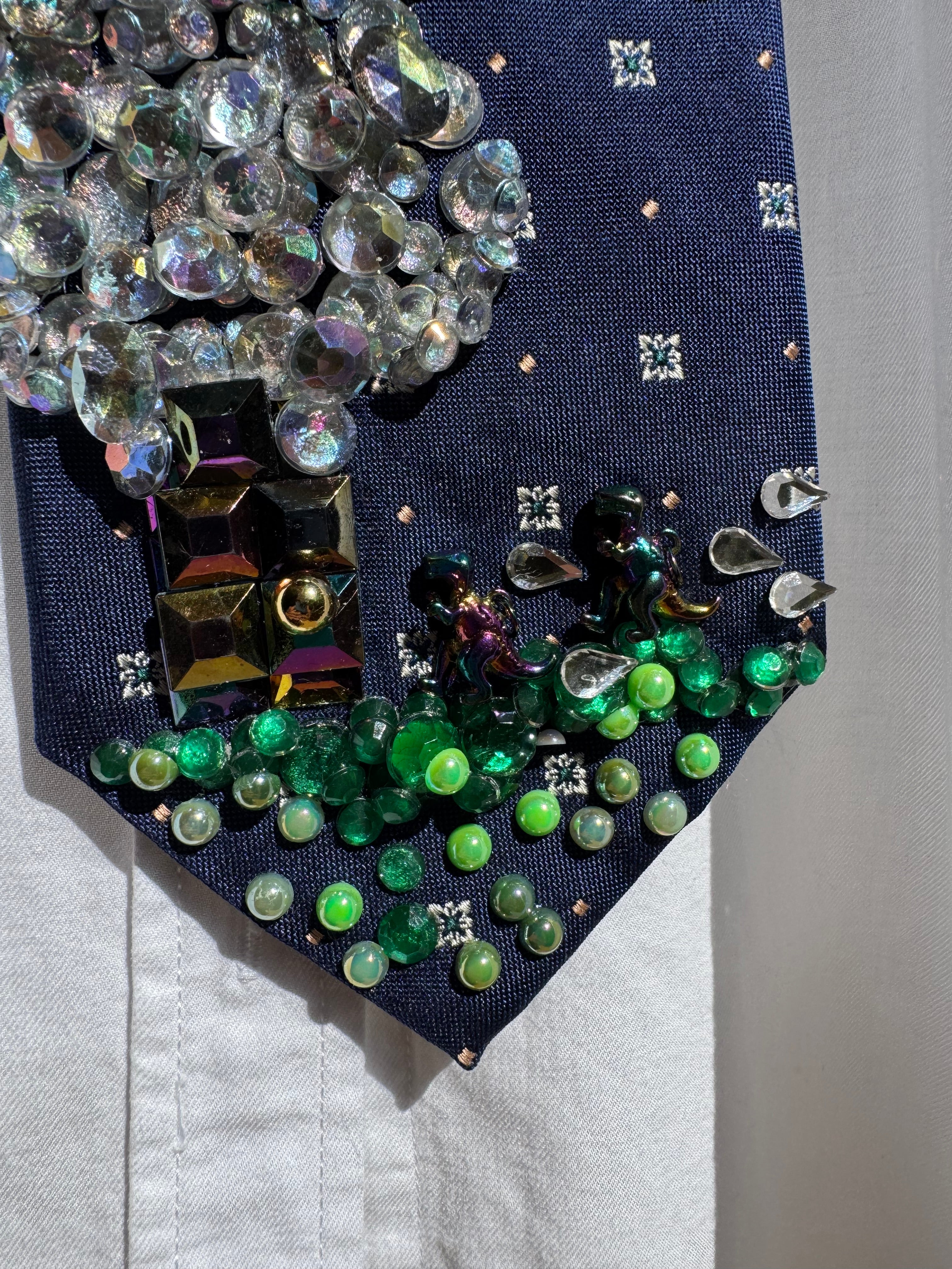 Navy Blue Spiderman Vs Dinosaurs in Taj Mahal Kingdom Spiderman Tie