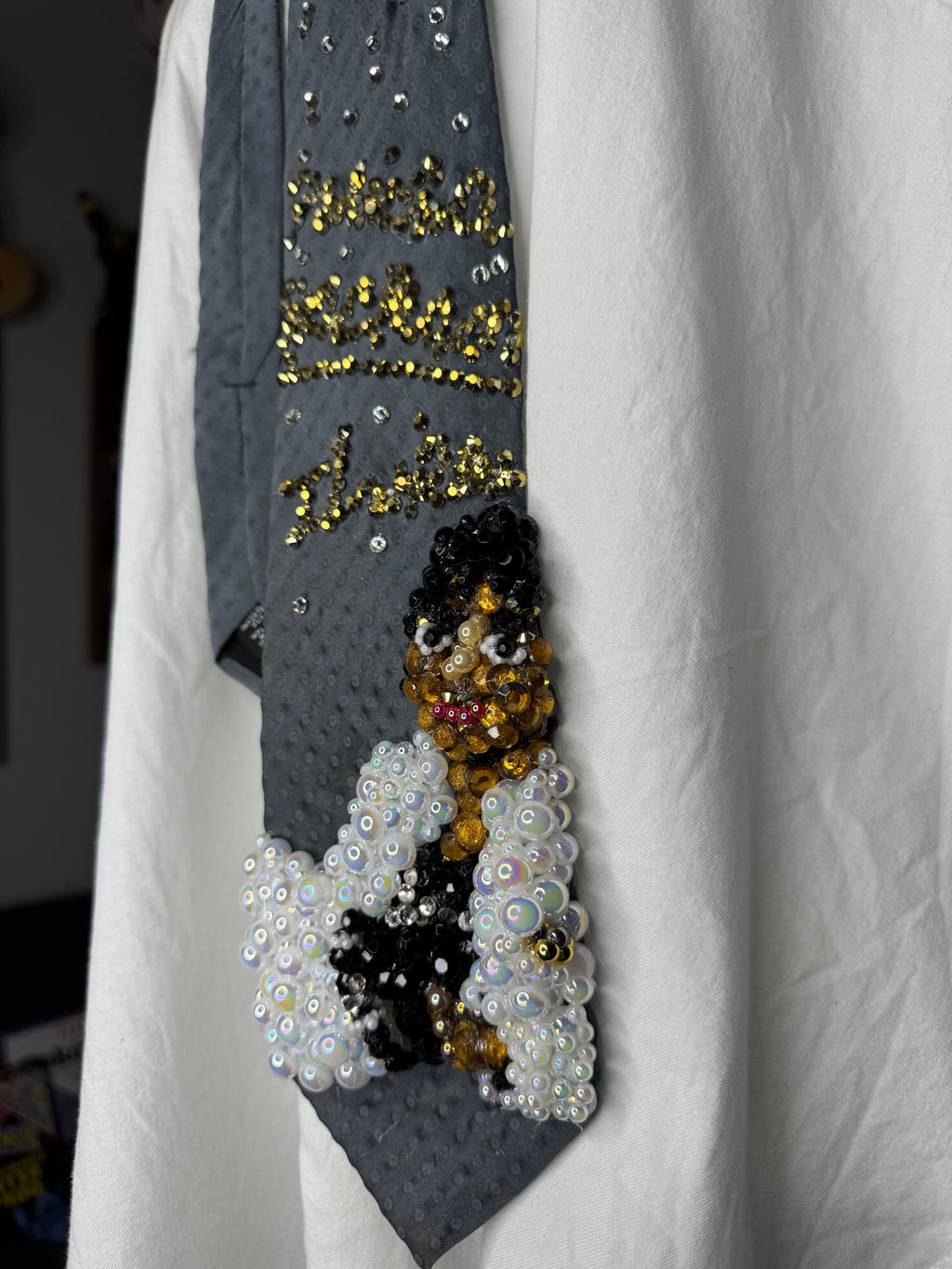 Grey Michael Jackson Thriller Album Cover Tie