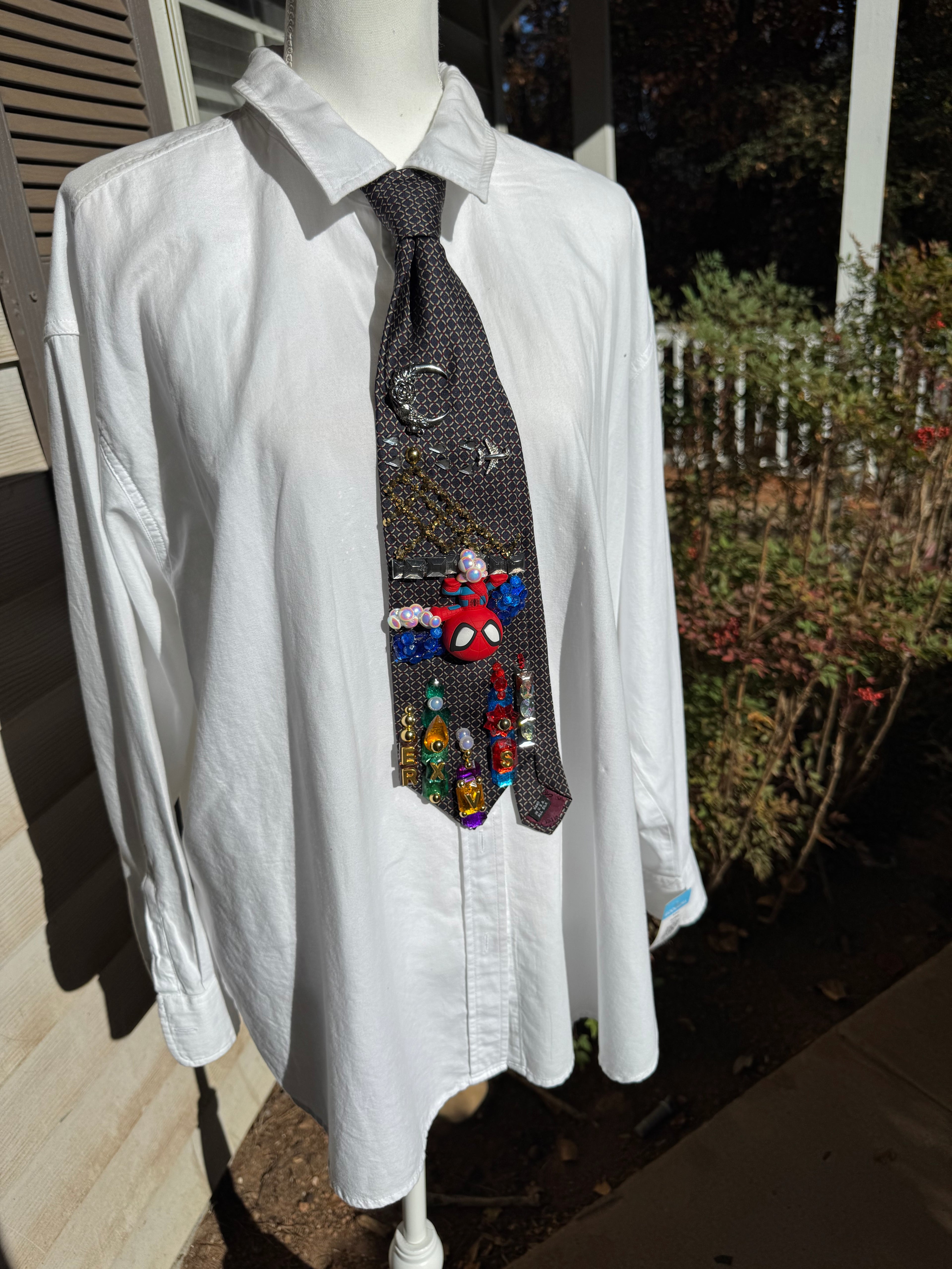 Navy Blue Spiderman Aura Farming Under NY Bridge Tie