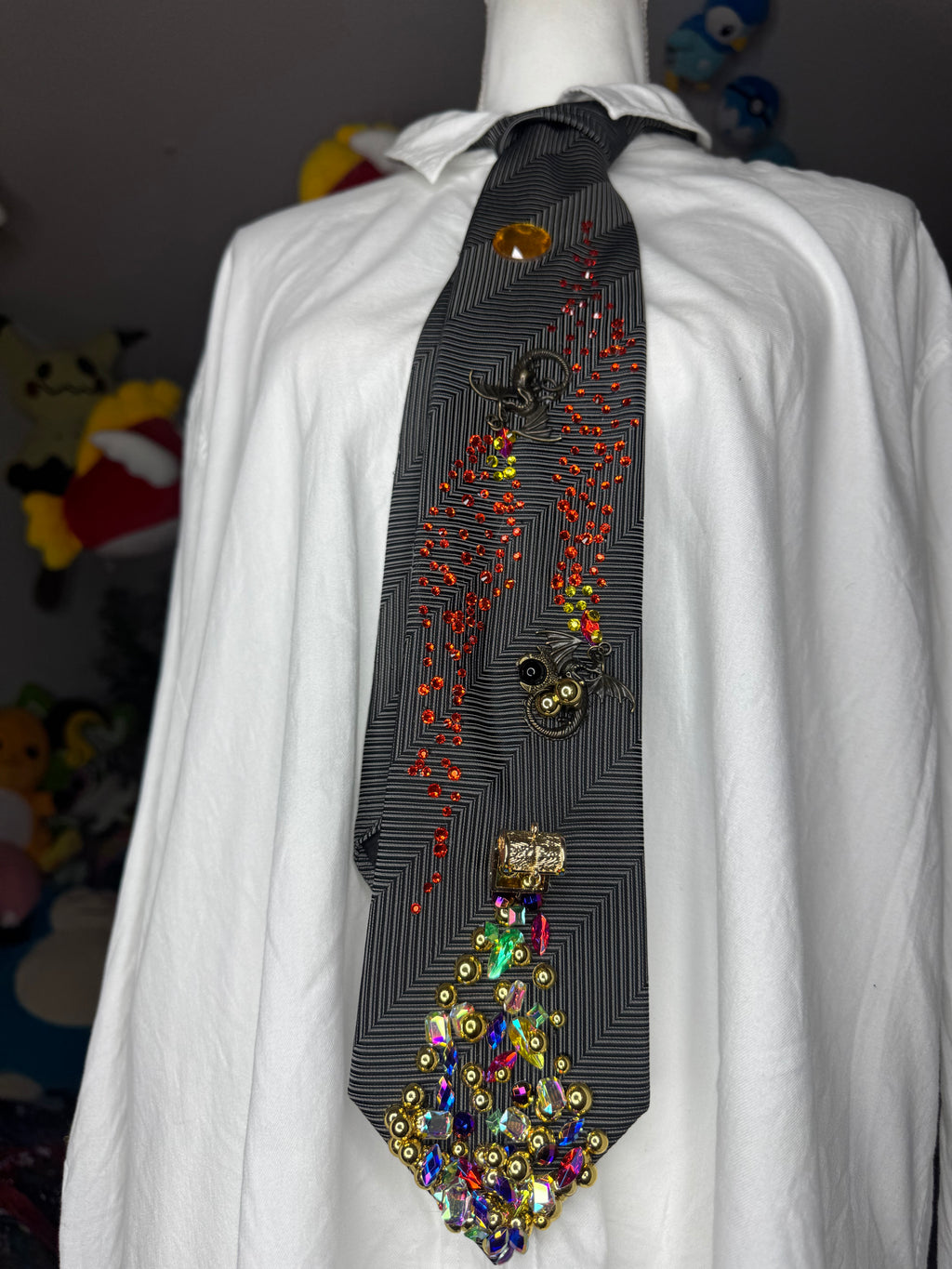 Grey Dragons and Hidden Treasures Royalty Tie