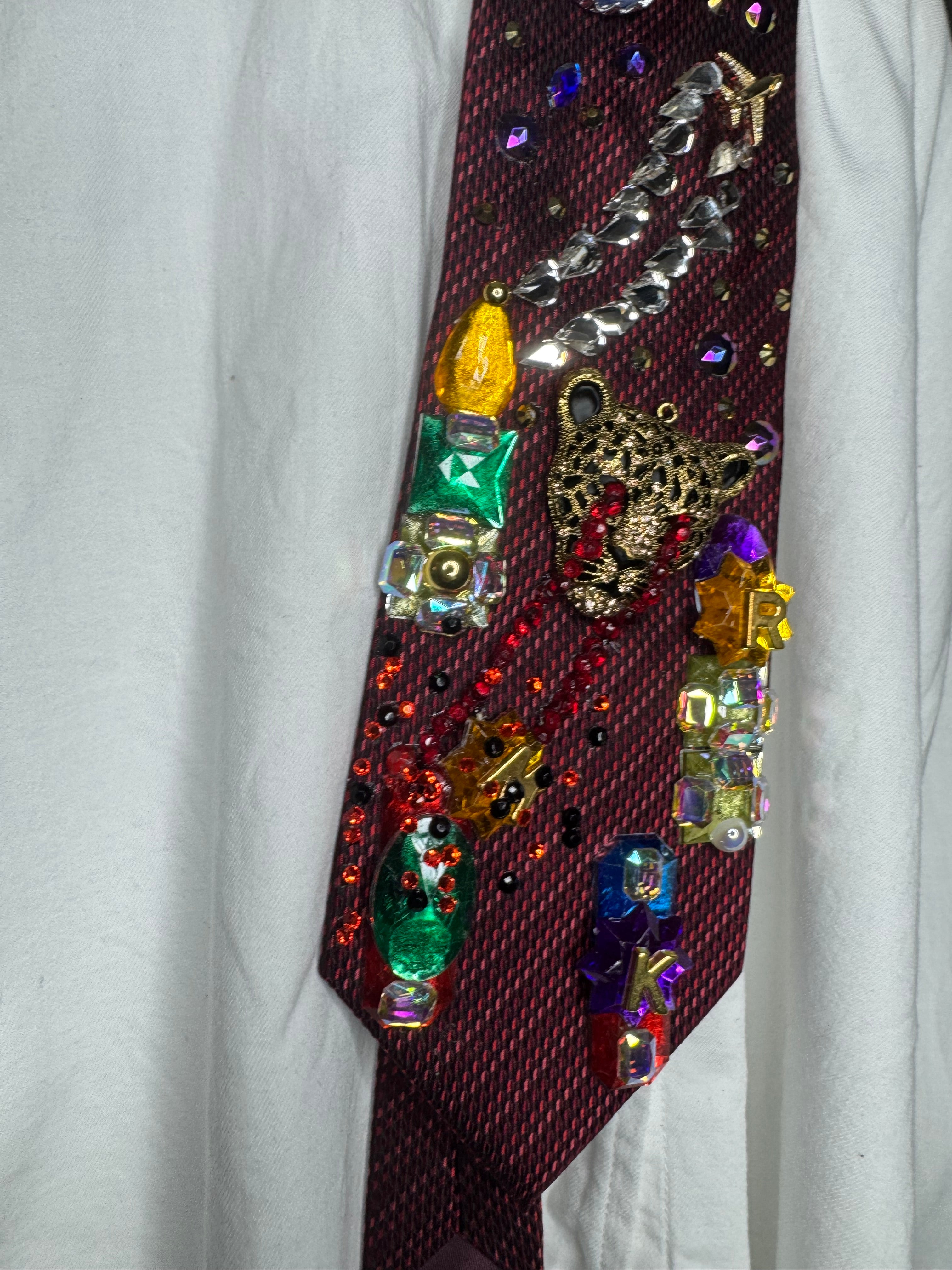 Red Laser Eye Jaguar Attacking City Nature Royalty Tie