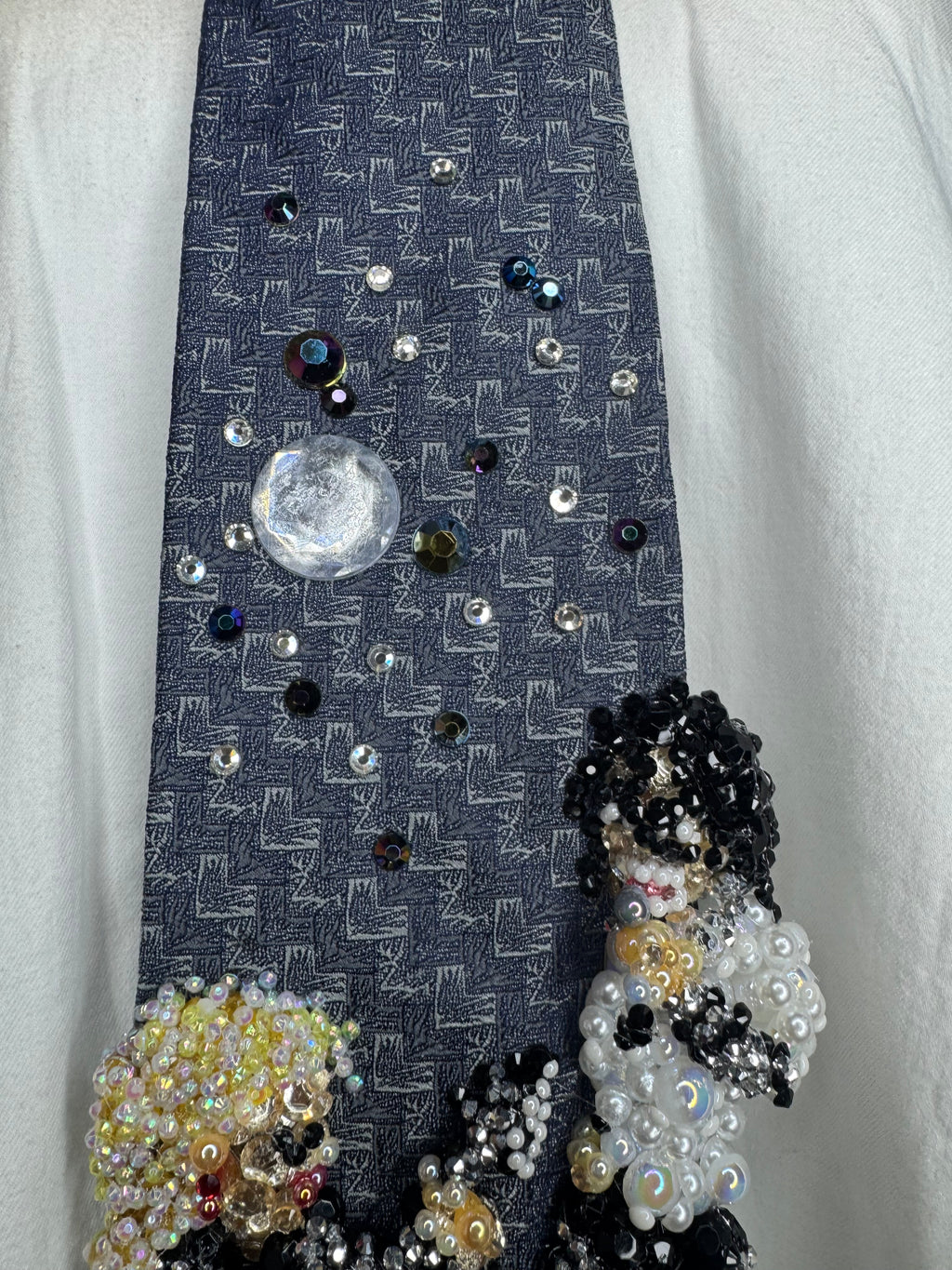 Light Navy Blue Michael Jackson & Jennifer Batten Rocking Out to Dirty Diana Live Wembly Concert Bad Tour 1988 Tie