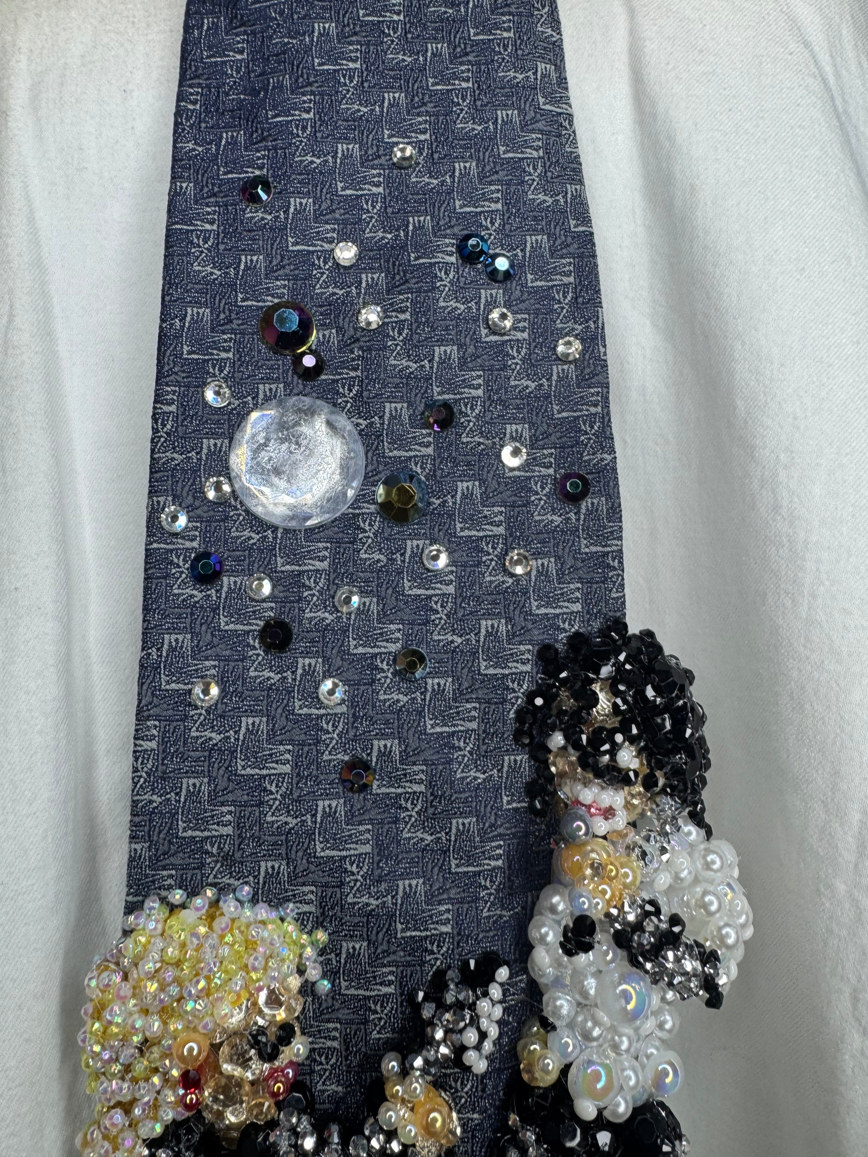 Light Navy Blue Michael Jackson & Jennifer Batten Rocking Out to Dirty Diana Live Wembly Concert Bad Tour 1988 Tie