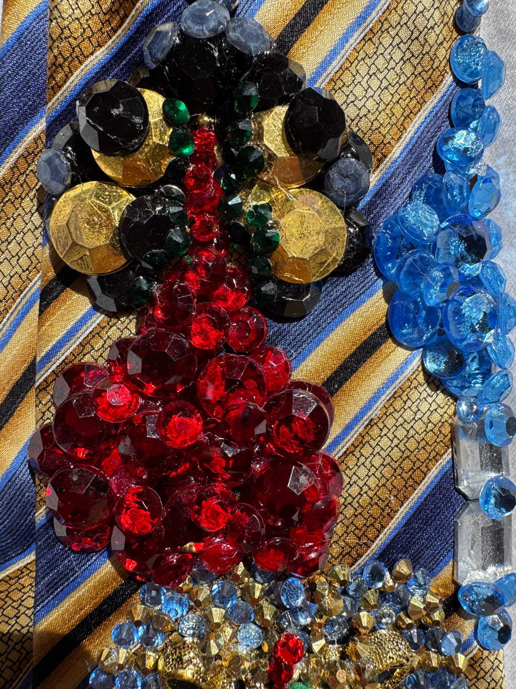 Gold and Blue Egyptian Striped Jaguar Pharaoh Taj Mahal Kingdom Royalty Tie