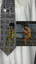 Grey Bruce Lee In Yellow Suit Fighting 1st Enemy in Tower Scene for Game of Death Movie Tie