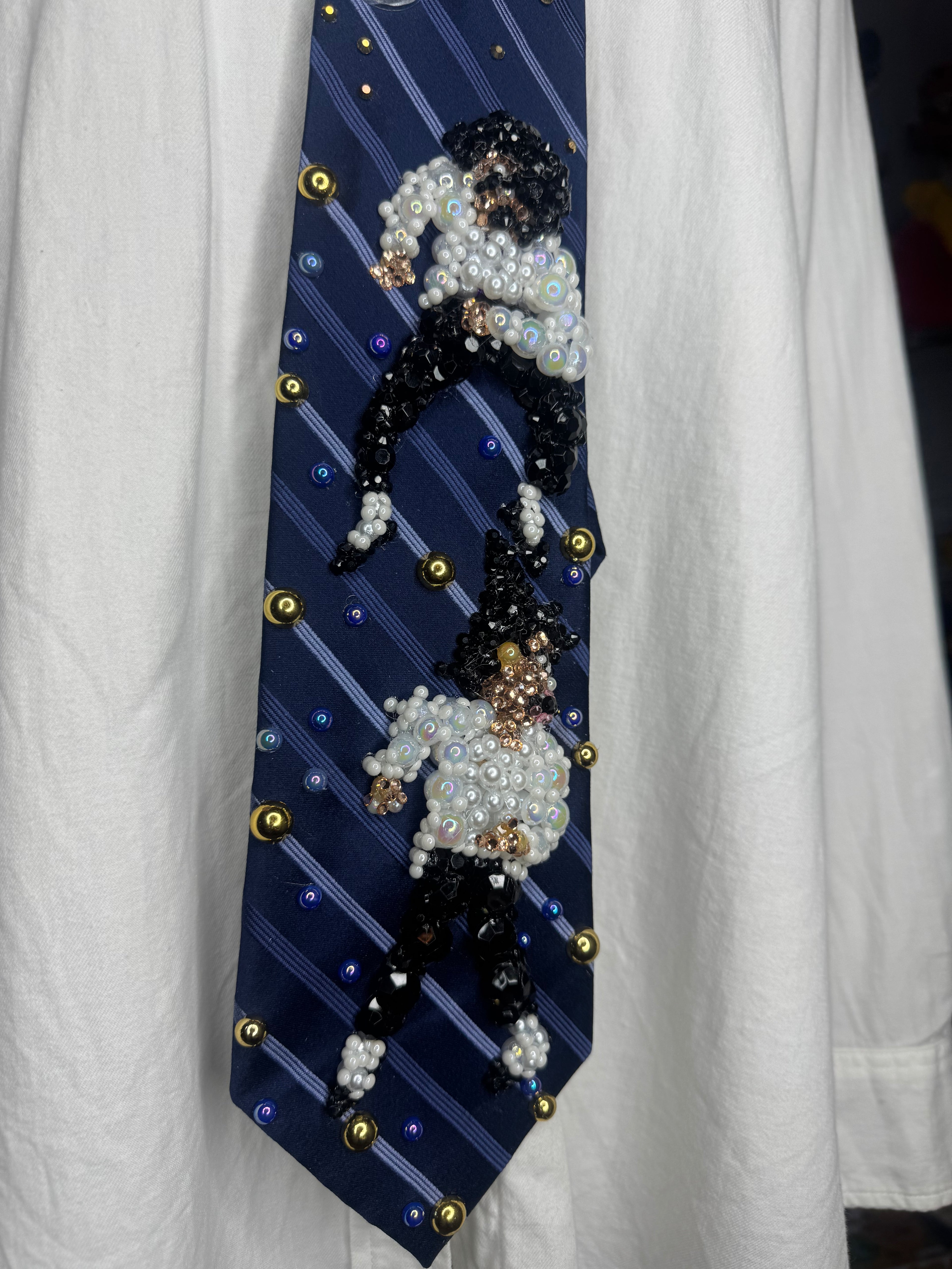 Navy Blue Striped Michael Jackson Double Dance Scene From Ghosts Short Film