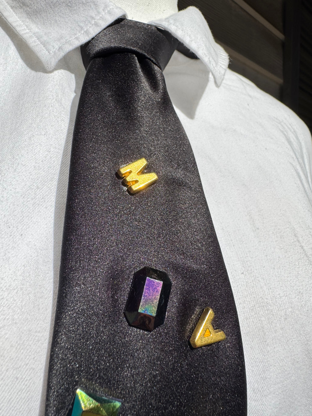 Black Gold Letter Search Royalty Tie