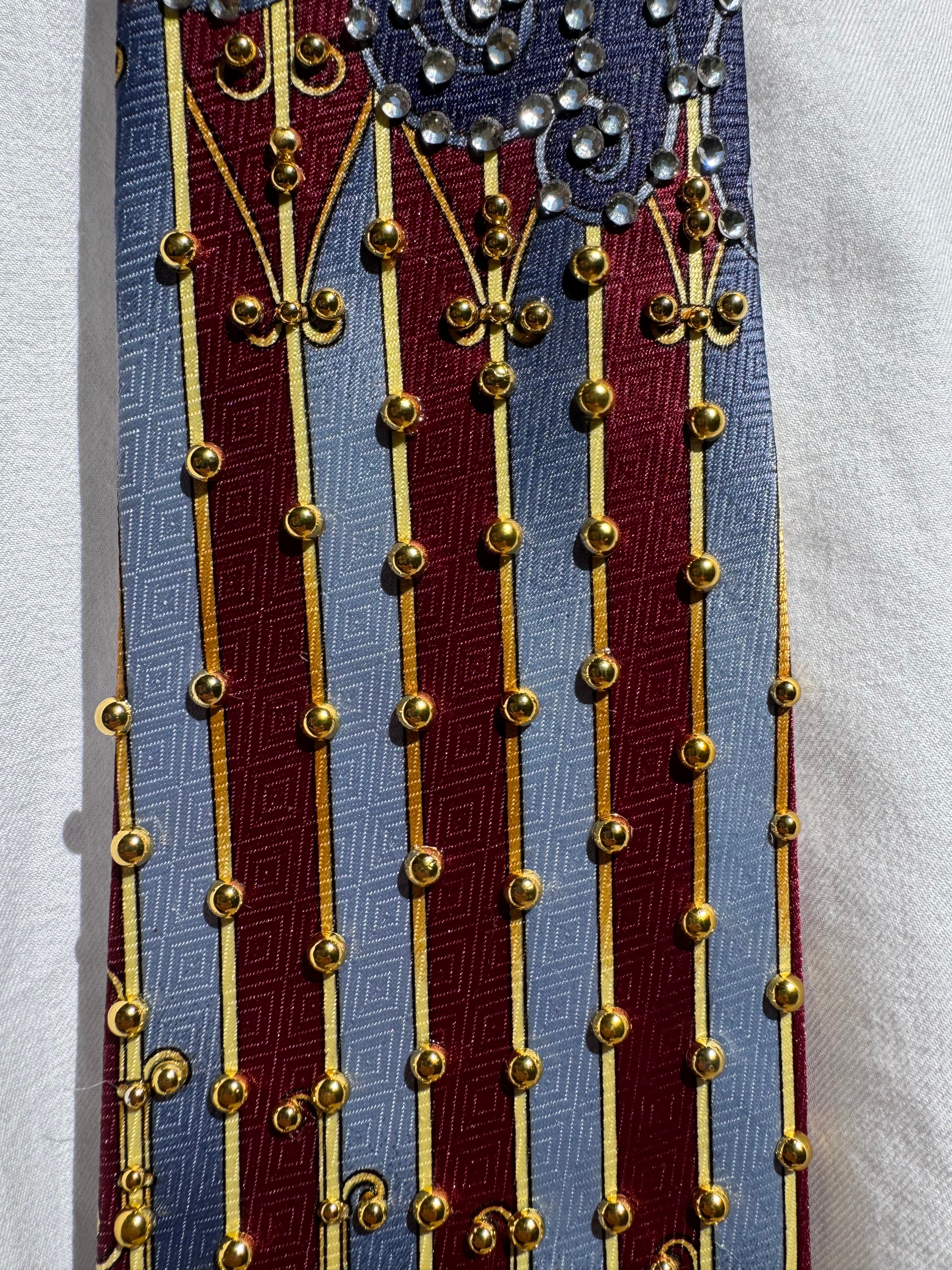 Navy Blue and Burgundy Wonder Woman High Class Royalty Tie