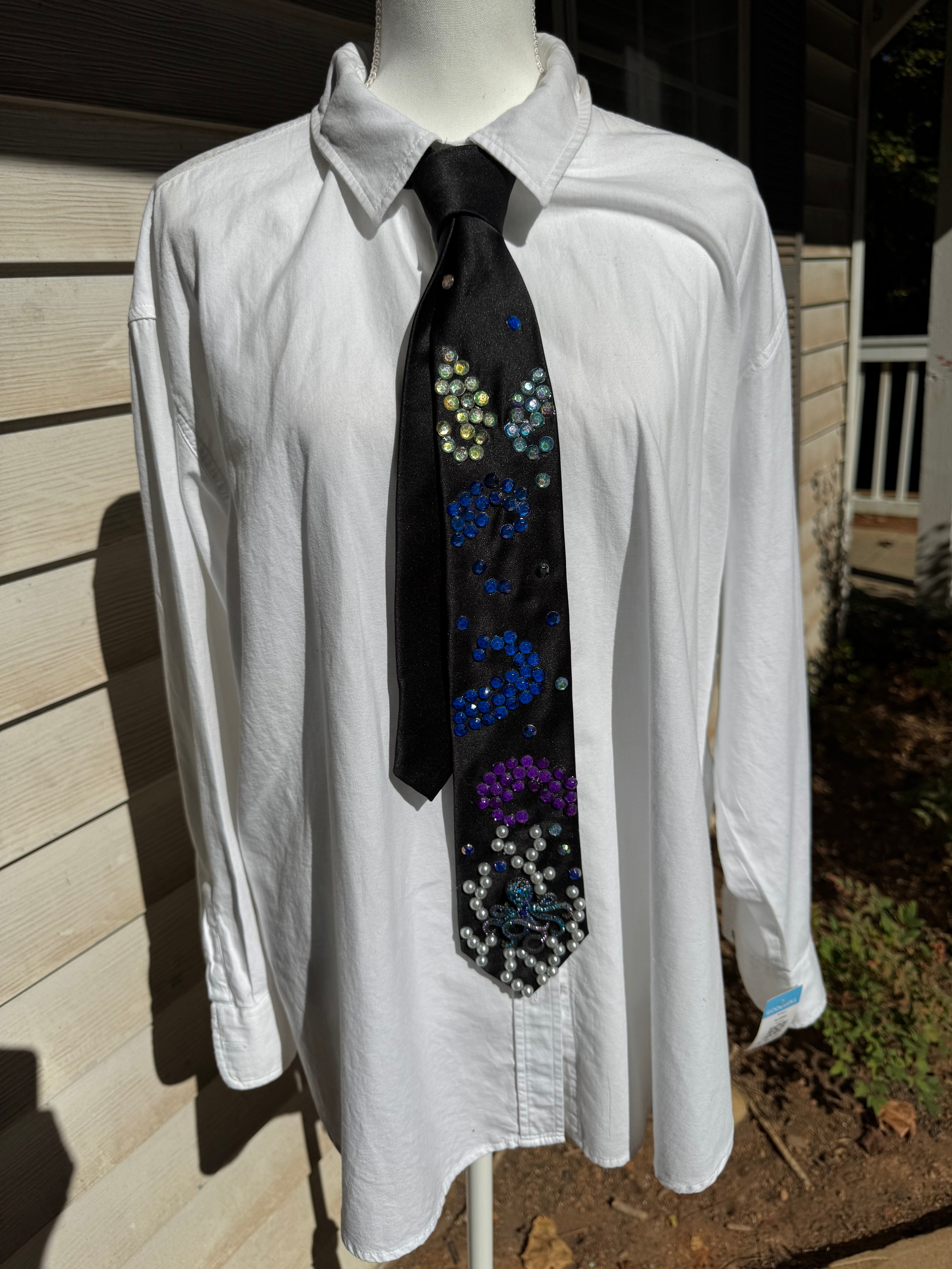Black Magical Octopus Tentacle Attack Nature Tie
