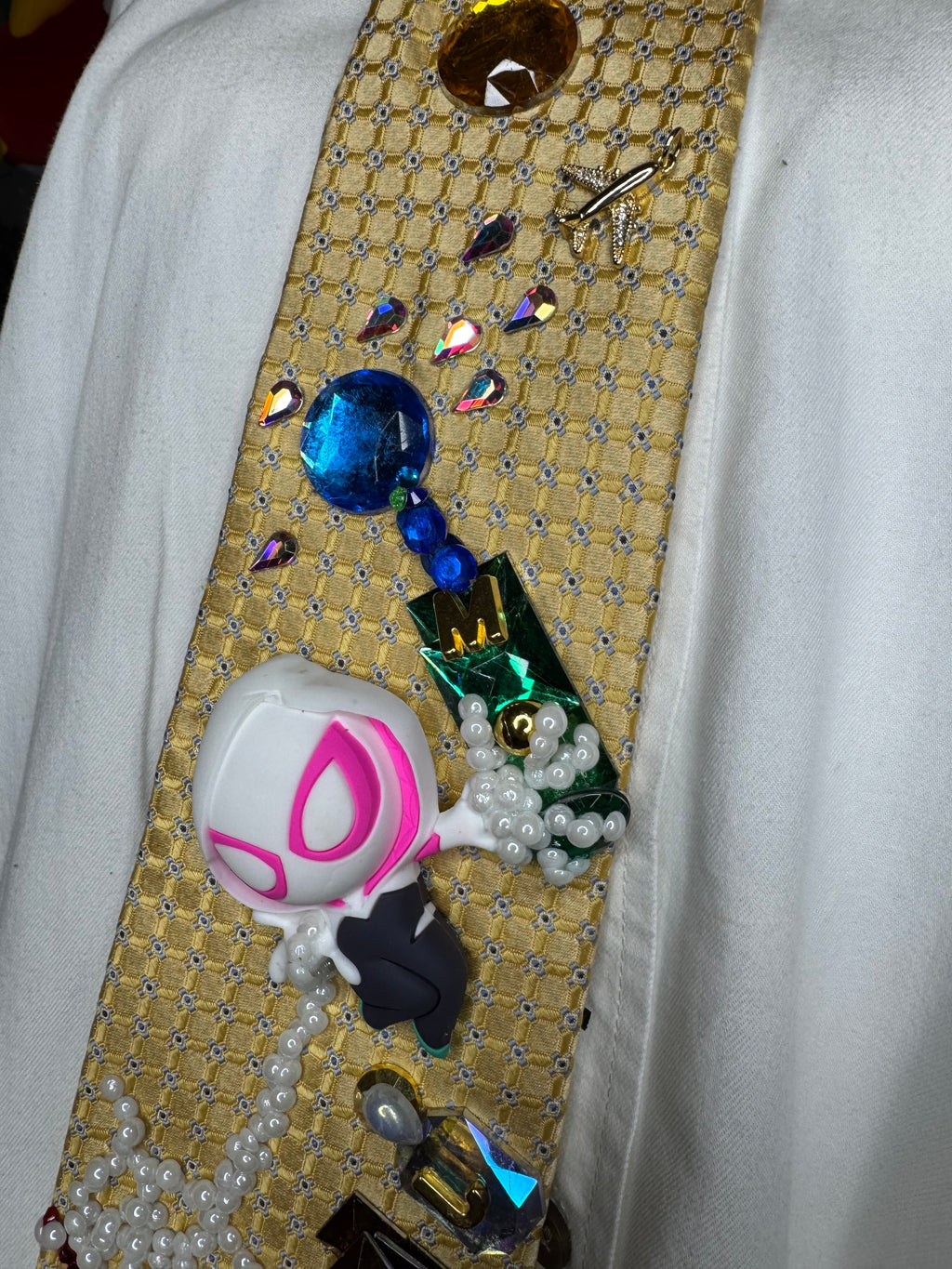 Yellow Ghost Spider Saving Bank Robbery Spiderman Tie