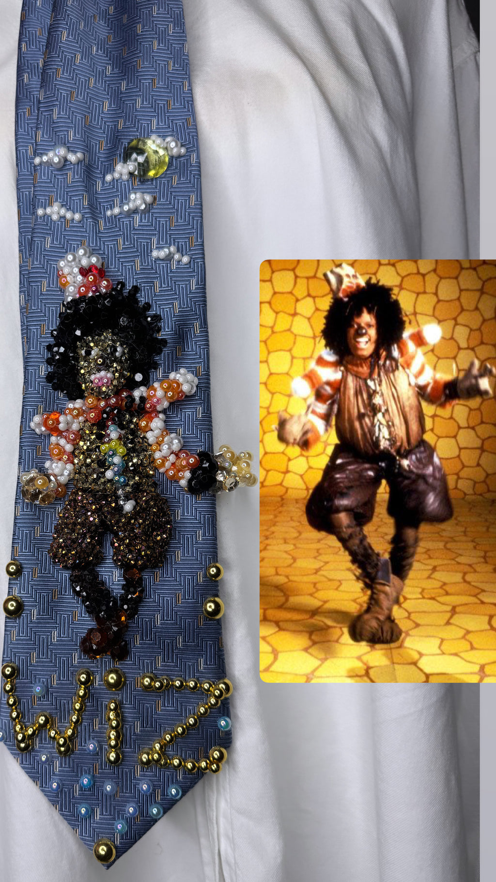 Light Blue Teen Michael Jackson in Scarecrow Costume for The Wiz Movie Tie