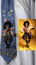 Light Blue Teen Michael Jackson in Scarecrow Costume for The Wiz Movie Tie