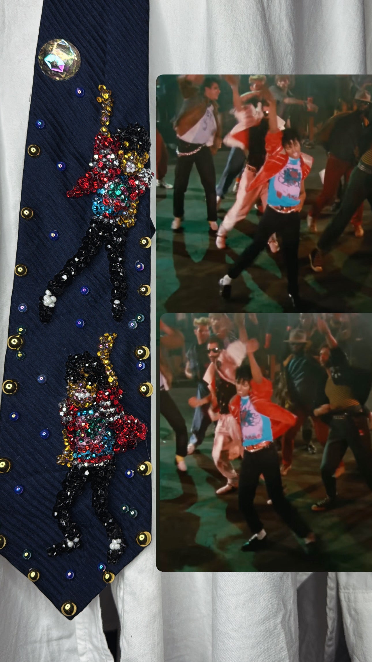 Navy Blue Michael Jackson Arm Up Leg Out Double Dance Scene From Beat It Music Video Tie