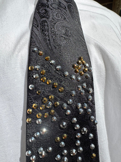 Black Paisley Silver Longhorn Western High Class Royalty Tie