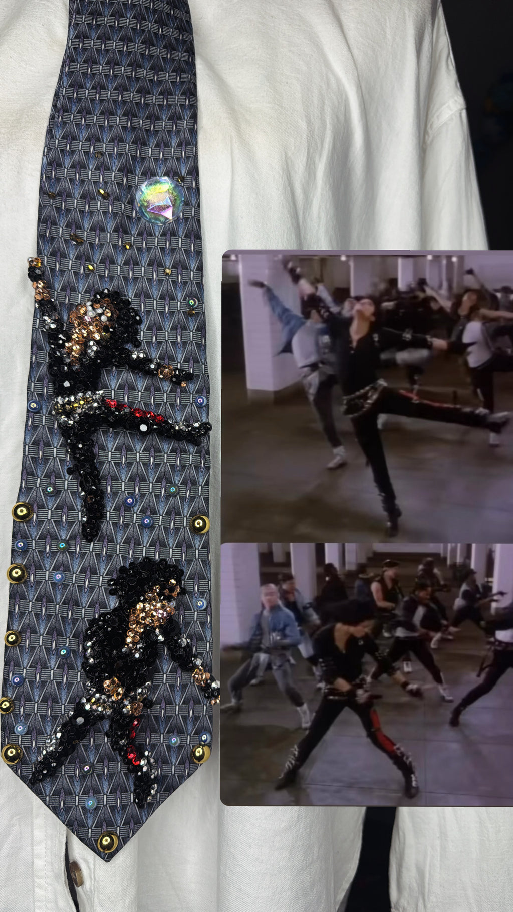 Cyan Blue Michael Jackson Star Jump Double Dance Scene From Bad Short Film Tie