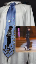 Sky Blue Silk Michael Jackson Hitting Moonwalk Motown 25 Billie Jean 1984 Tie