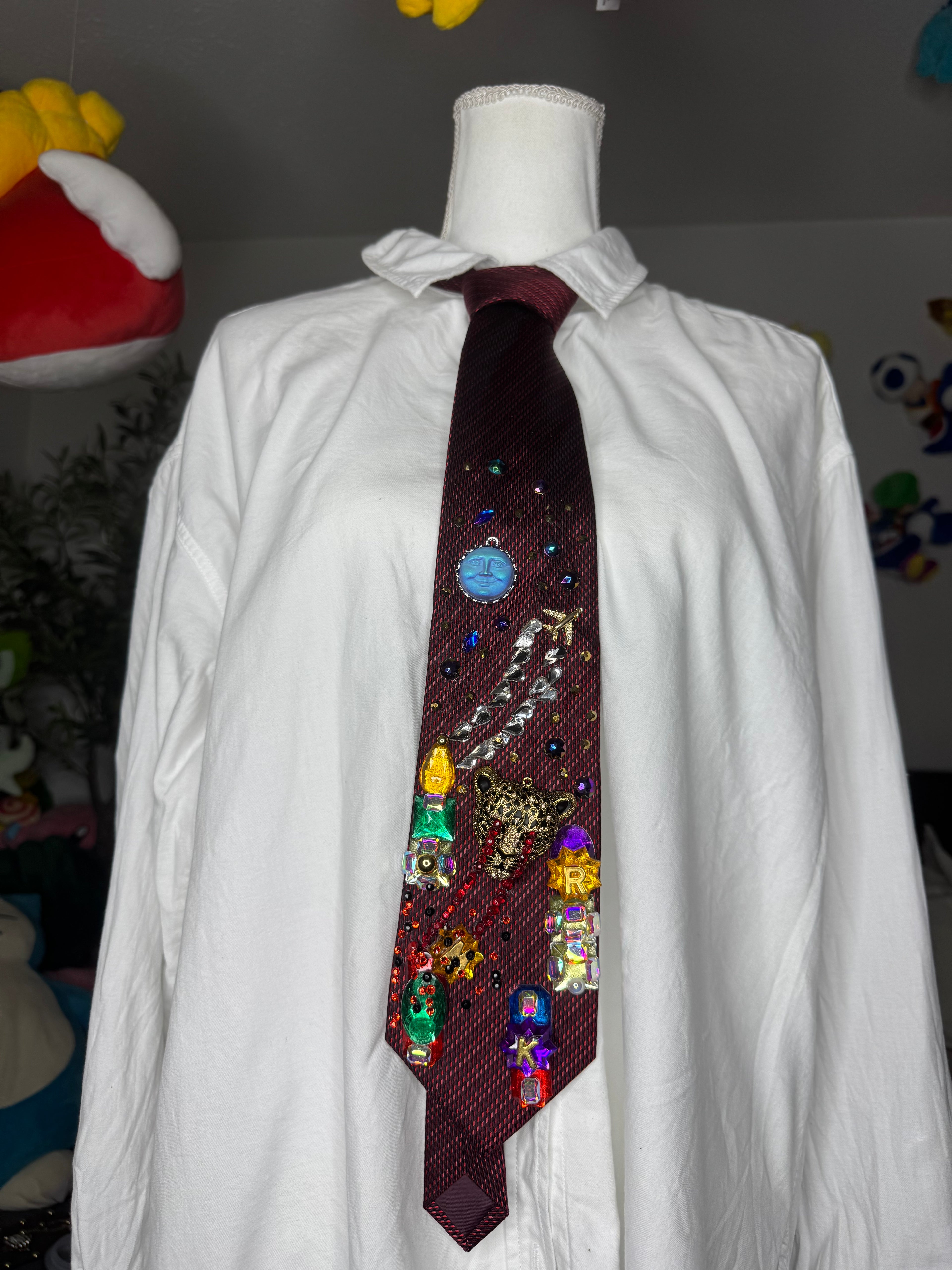 Red Laser Eye Jaguar Attacking City Nature Royalty Tie