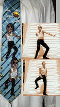 Light Blue Striped Michael Jackson Double Dance Scene From In the Closet Music Video Tie