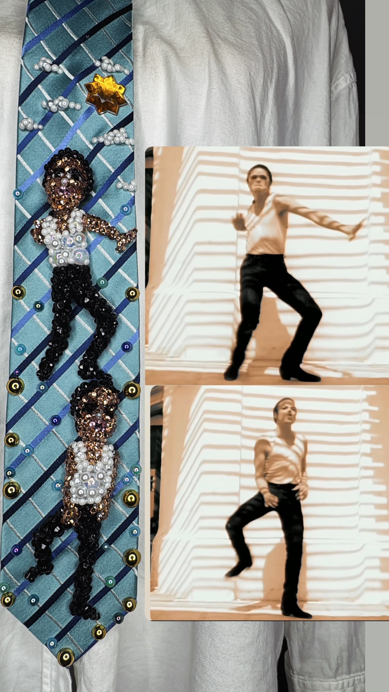Light Blue Striped Michael Jackson Double Dance Scene From In the Closet Music Video Tie