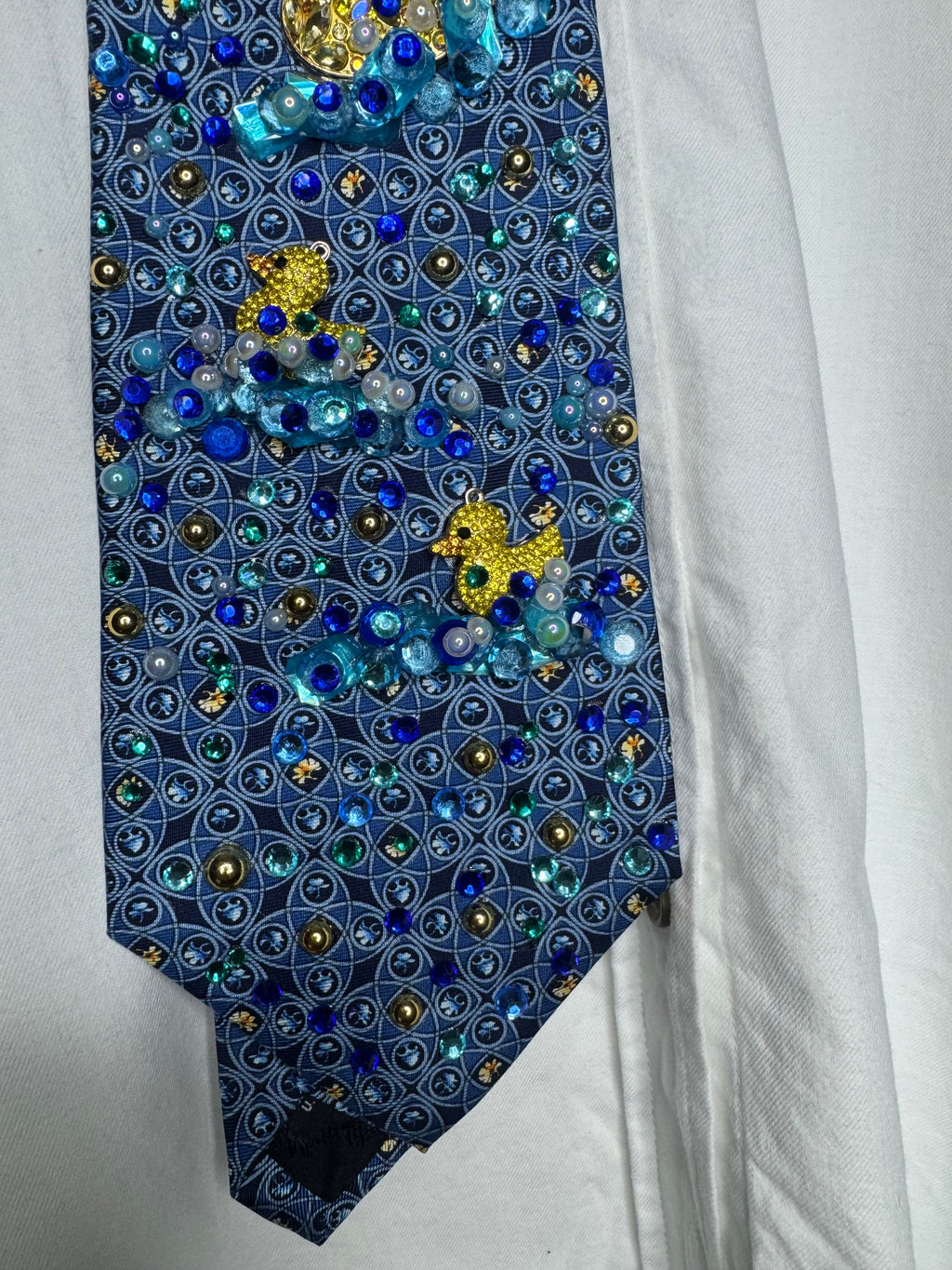 Navy Blue Diamond Ducks Swimming By Nature Royalty Tie