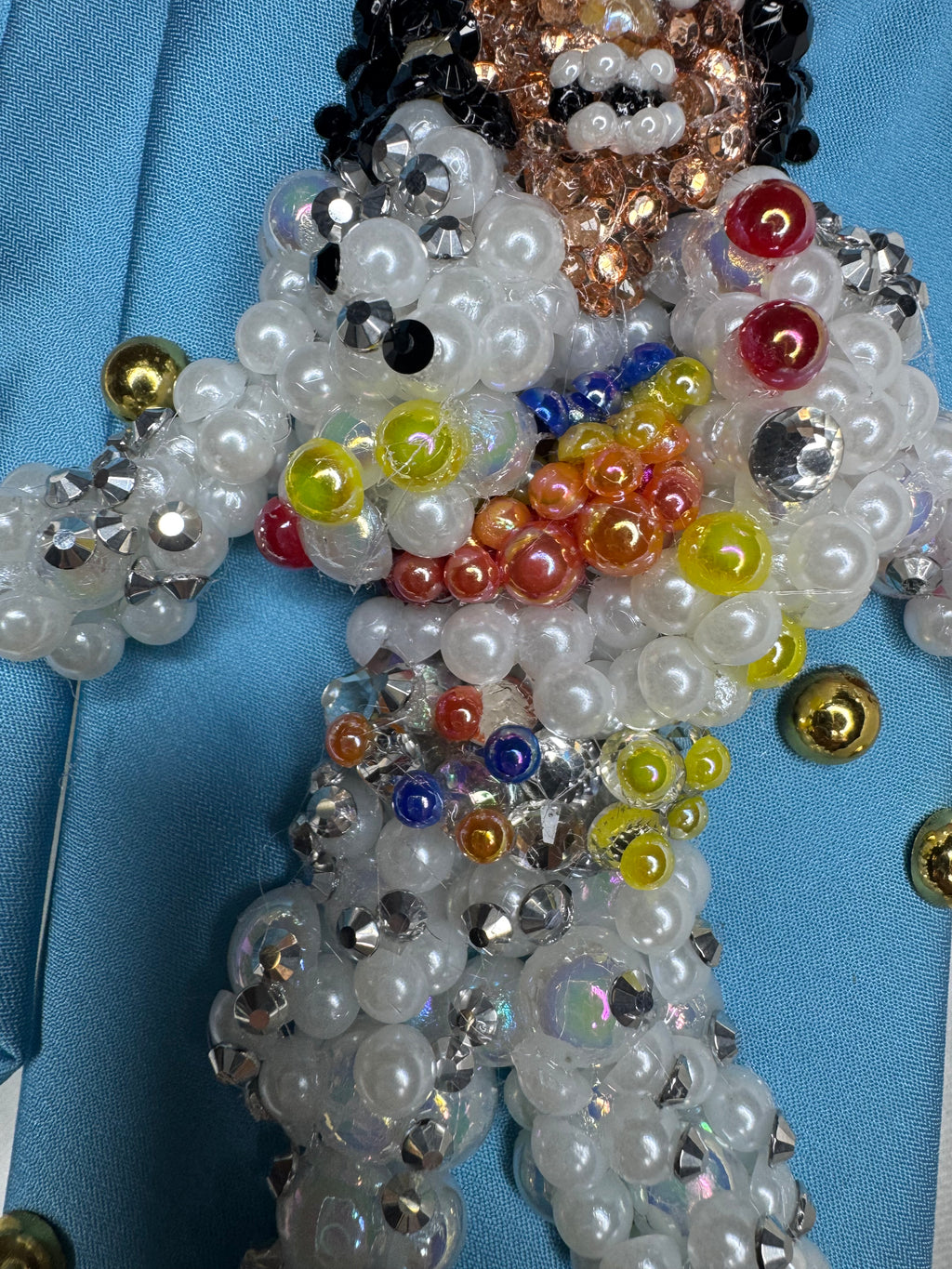 Sky Blue Michael Jackson in Captain EO Hitting Fist Balled Star Body Pose and Fuzzball Tie