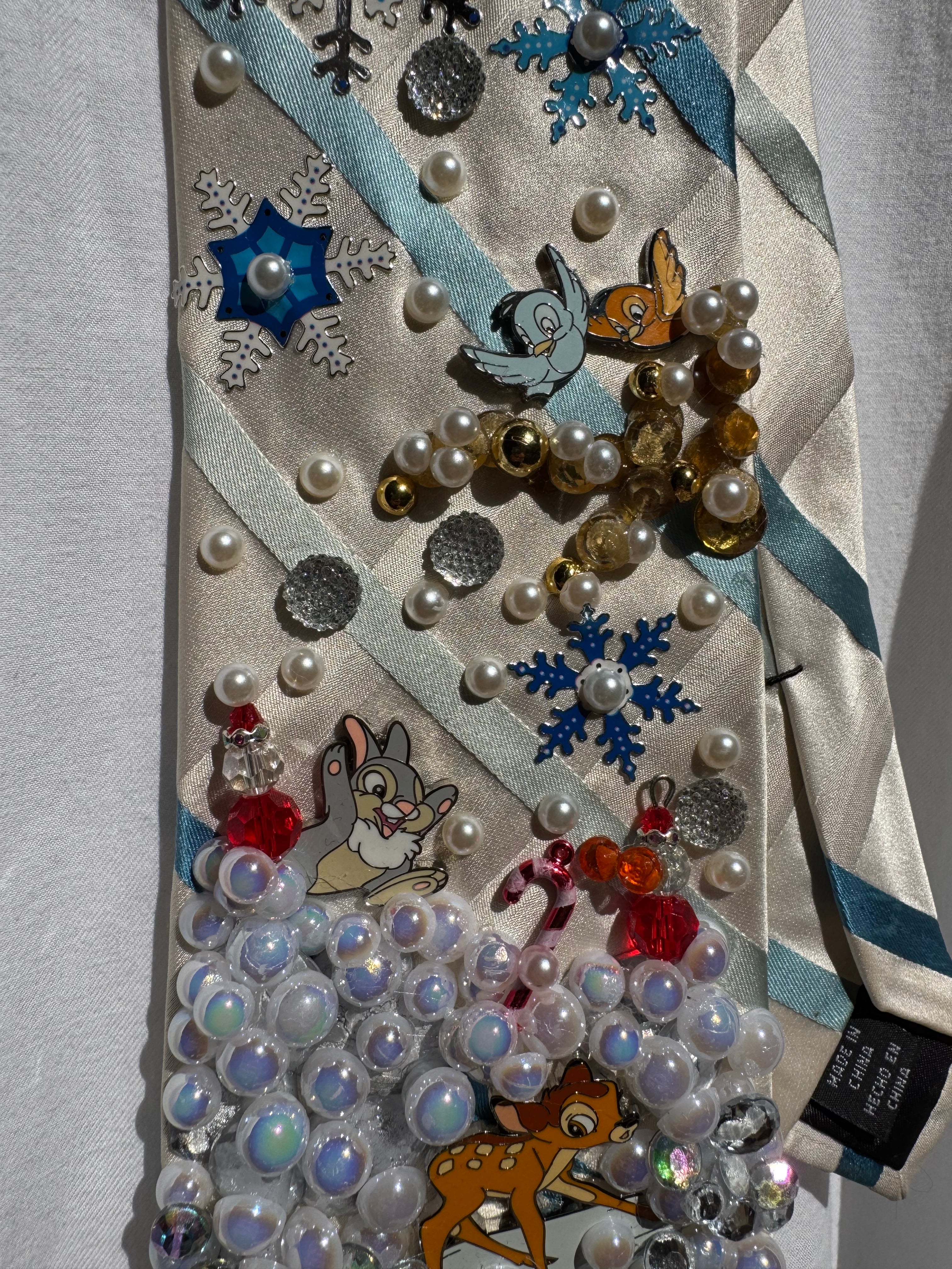 White And Light Blue Striped Bambi In Winterland Movie Tie