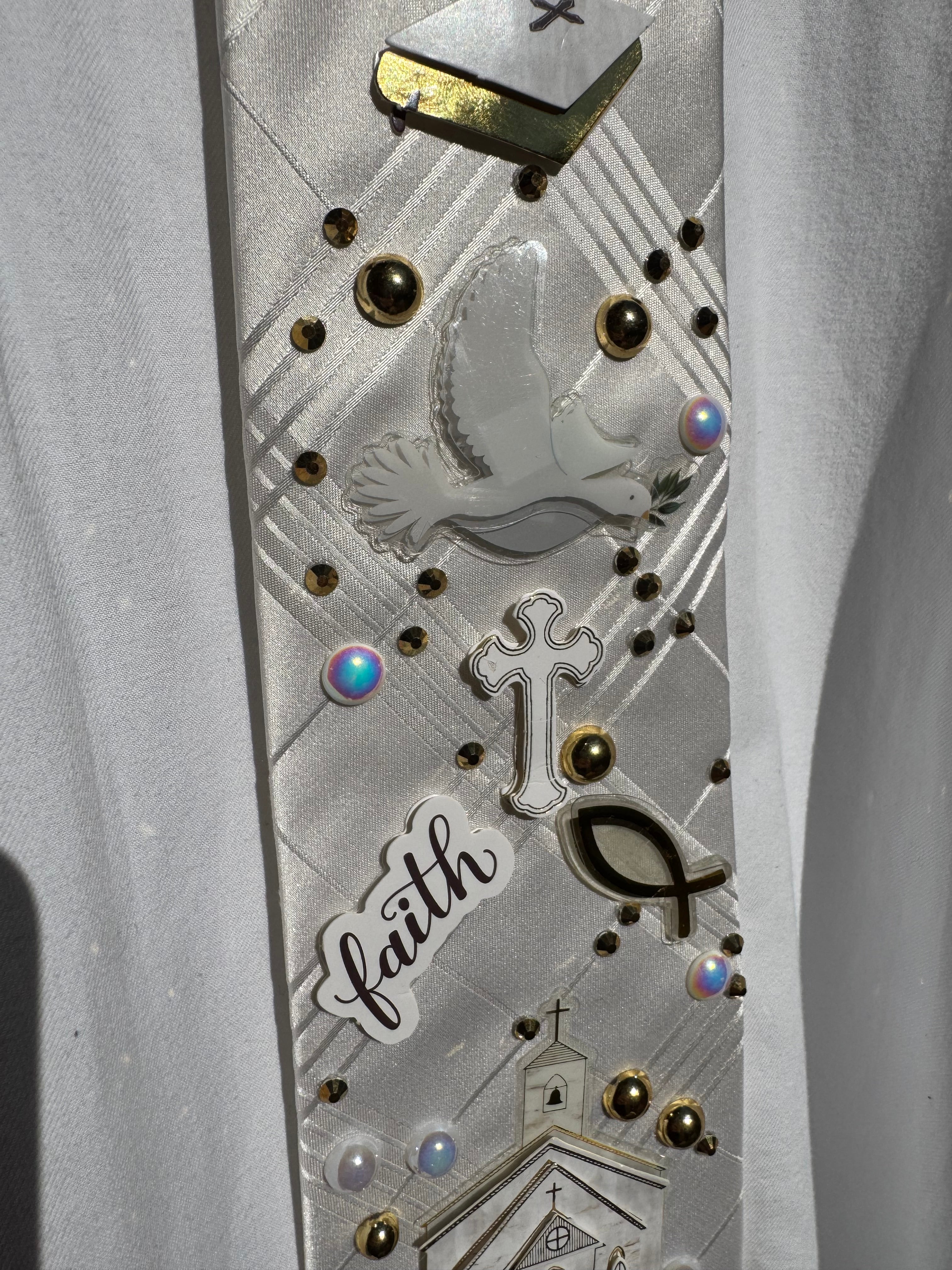 White Plaid Faith and Hope Church Royalty Tie