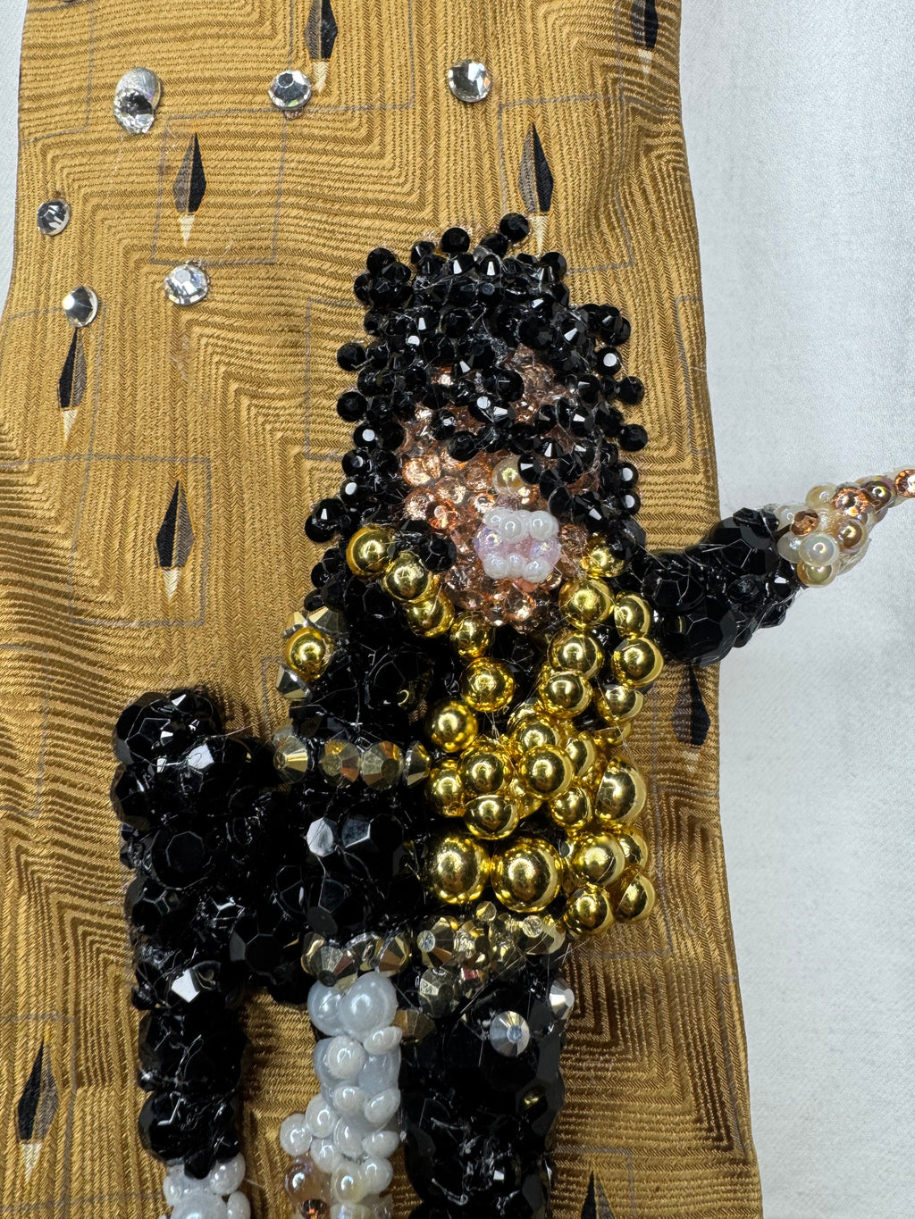 Gold Michael Jackson Hitting Knee Up Pointing Left Pop n Lock Move For Jam During Dangerous World Tour 1993 Tie