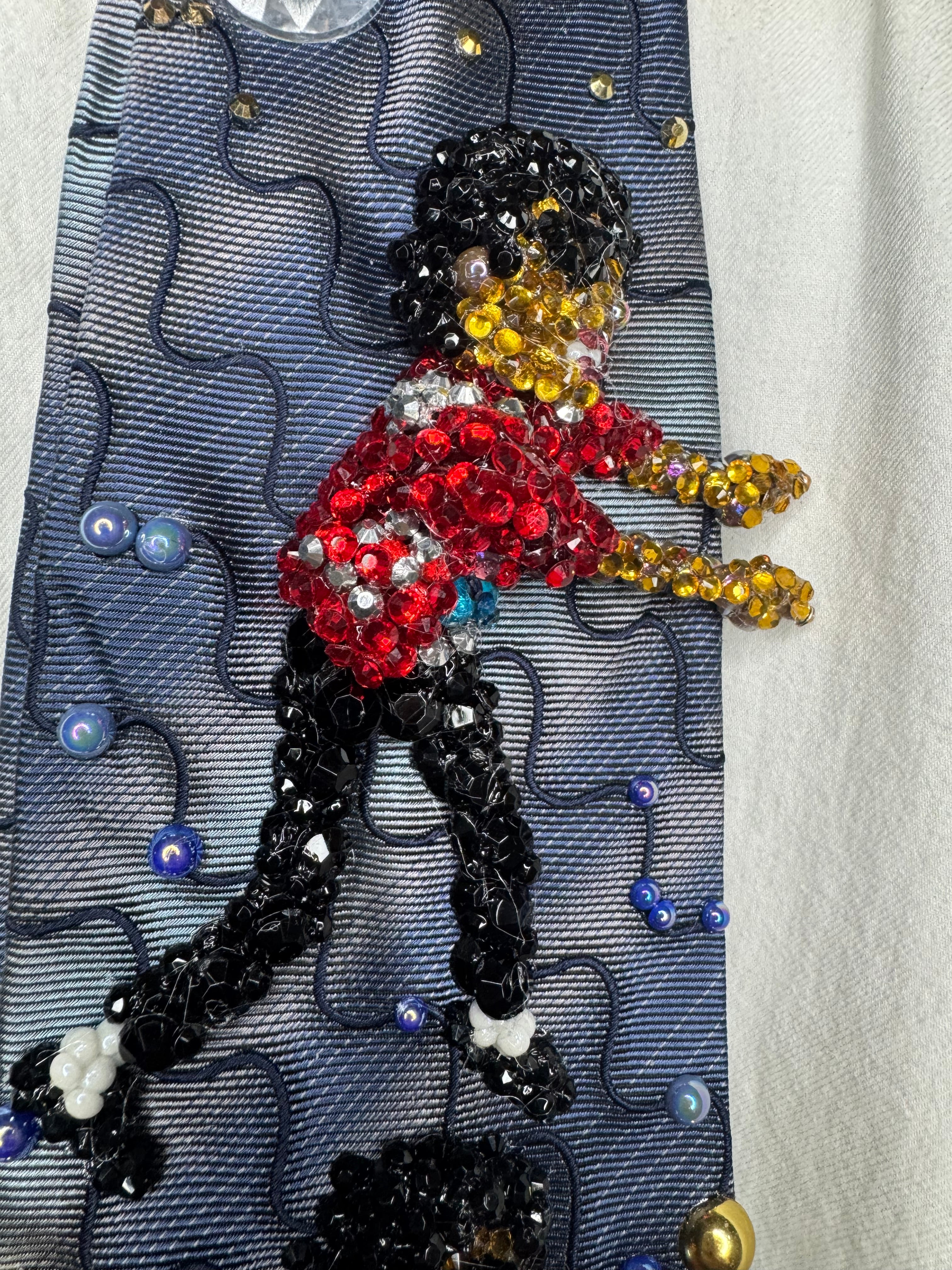 Navy Blue Wavy Striped Michael Jackson Double Dance Scene for Beat It Music Video Tie