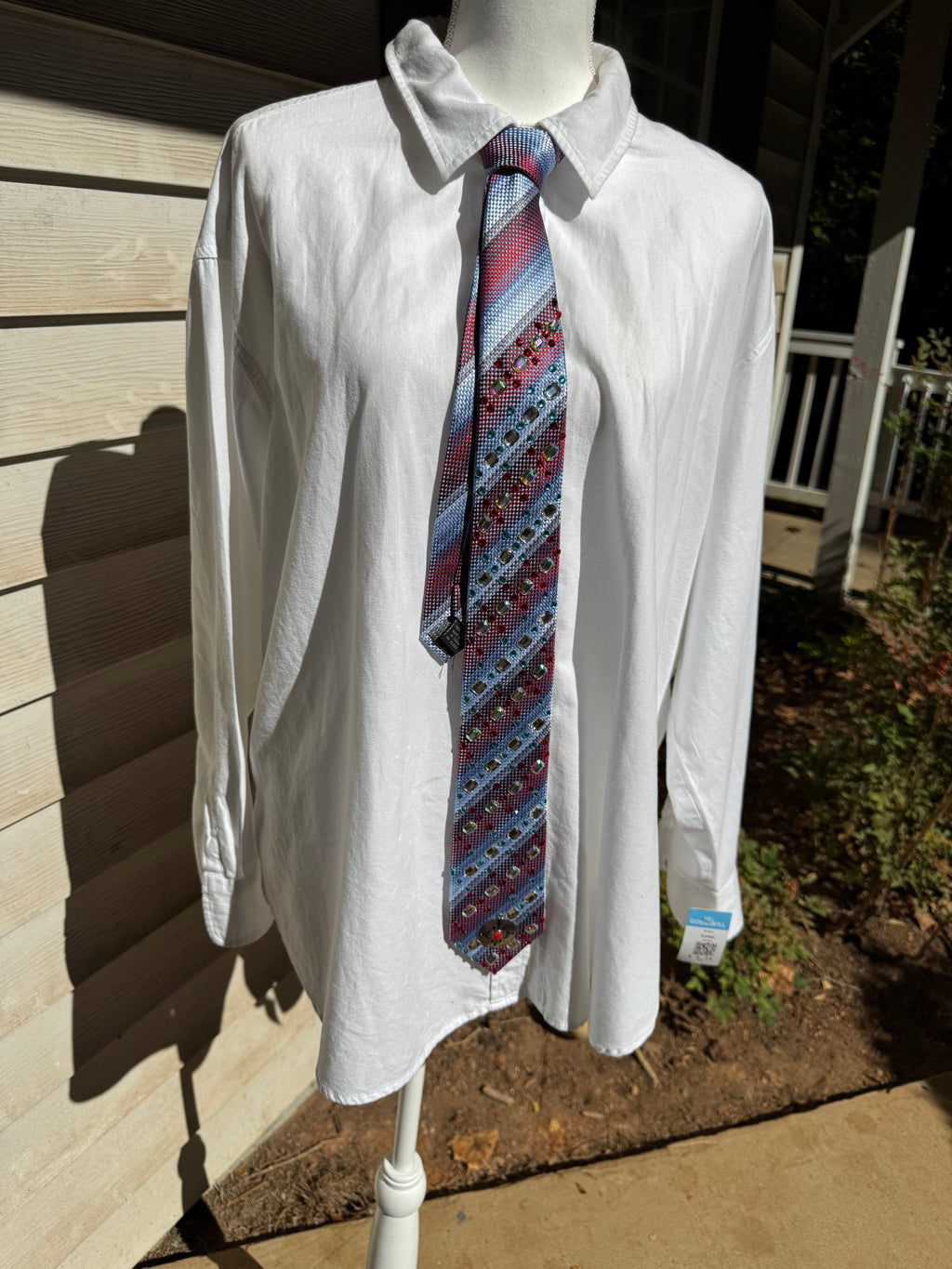 Red and Blue Striped Red Rudolph Nose Christmas Royalty Tie