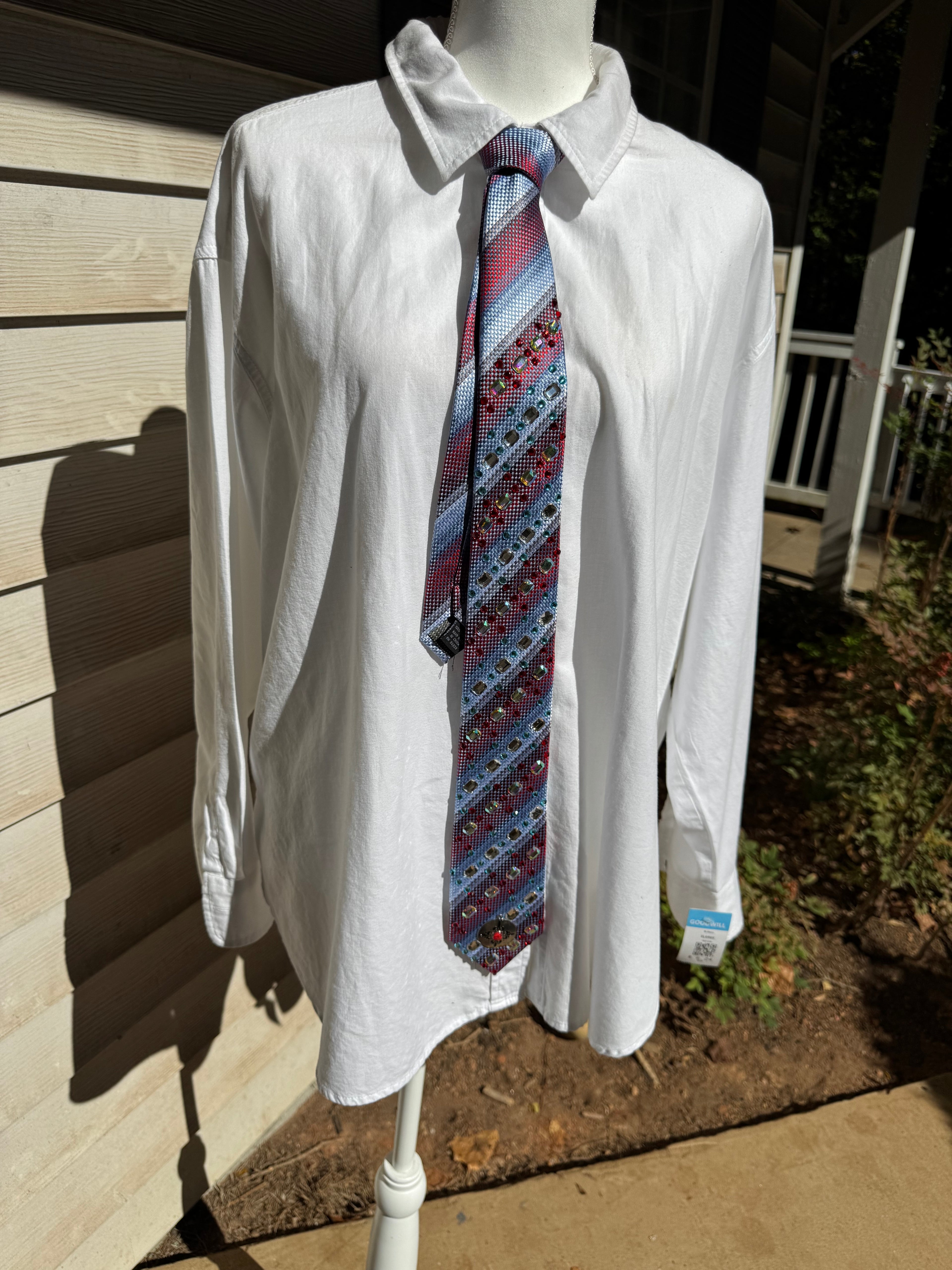 Red and Blue Striped Red Rudolph Nose Christmas Royalty Tie